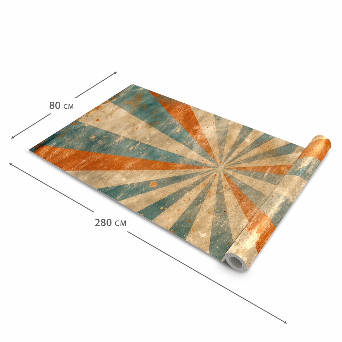 Pflegeleichter Küchenläufer mit Motiv Retro Strahlen Design in der Grösse 60x150 cm