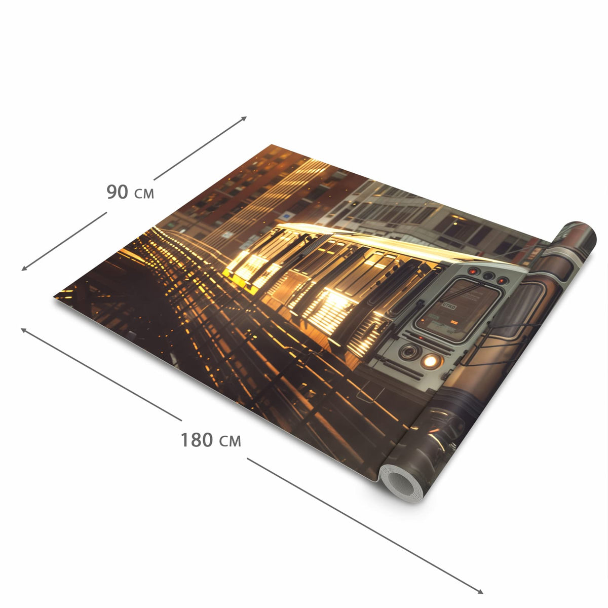 UV-beständiger Küchenteppich mit Motiv Stadtzug Sonnenuntergang in der Grösse 60x120 cm