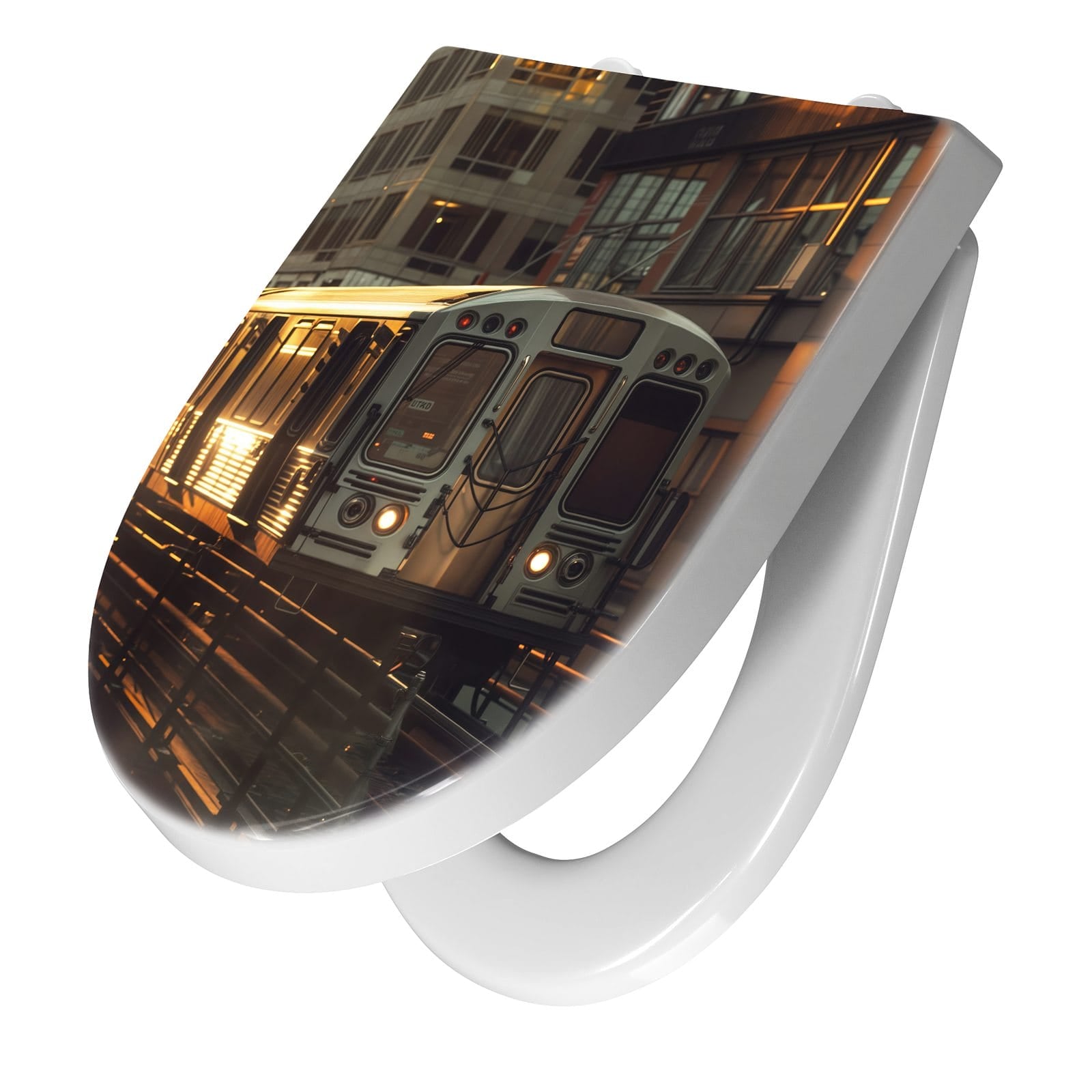 WC-Sitz mit Absenkautomatik Stadtzug Sonnenuntergang