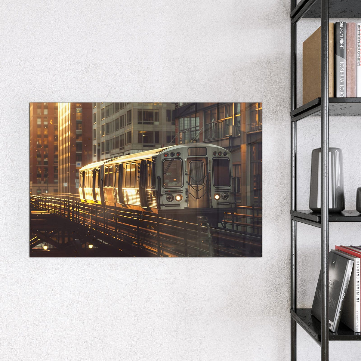 9 Größen – von 30 × 30 bis 120 × 90 cm – Magnettafel - Hochbahn im Abendlicht