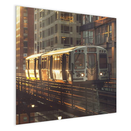 Magnettafel mit dem Motiv Hochbahn im Abendlicht