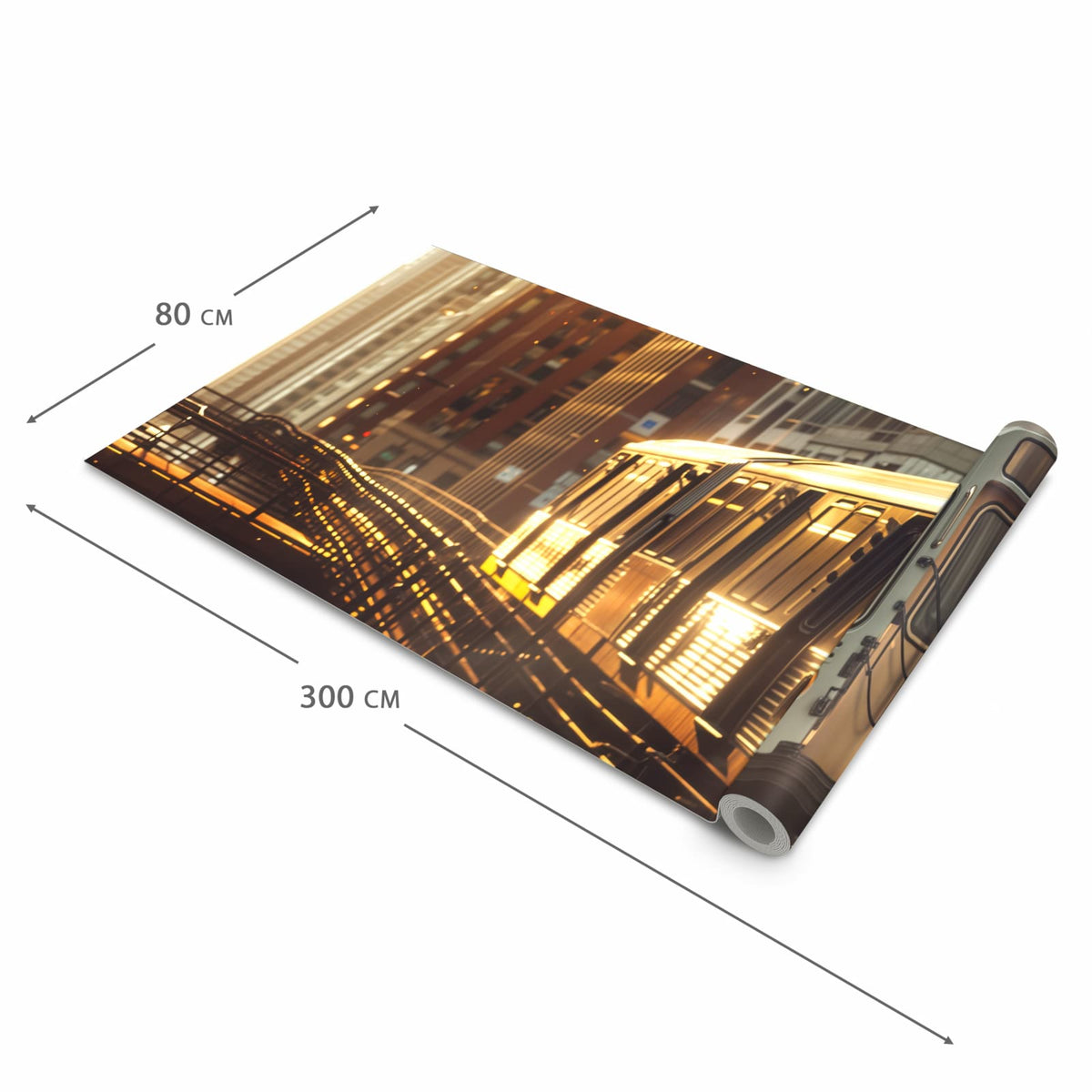 Abriebfester Küchenteppich mit Motiv Stadtzug Sonnenuntergang in der Grösse 60x120 cm