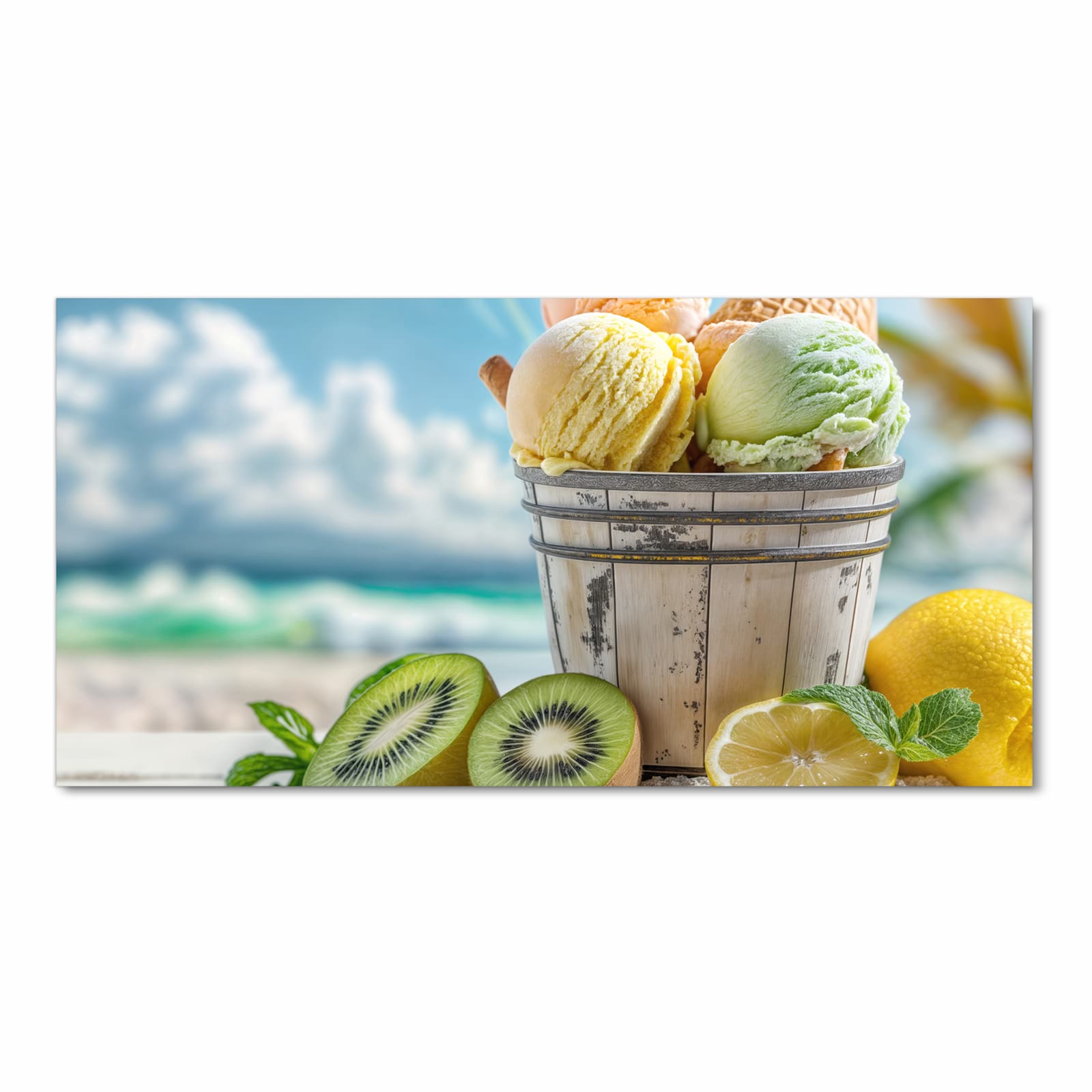 Fleckenresistenter rutschfester Küchenteppich mit Motiv Eis von Sommerliches in Frontansicht