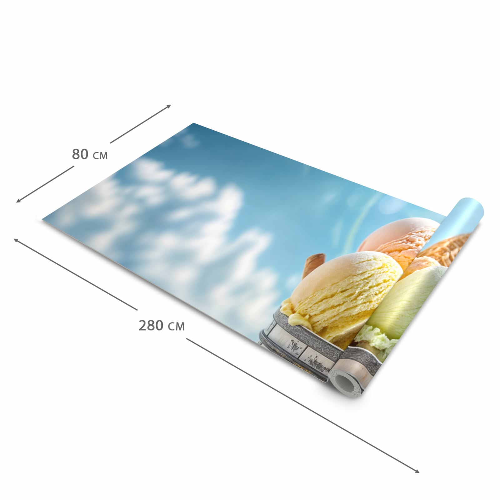 Feuchtigkeitsresistenter Küchenläufer mit Motiv Eis von Sommerliches in der Größe 60x270 cm