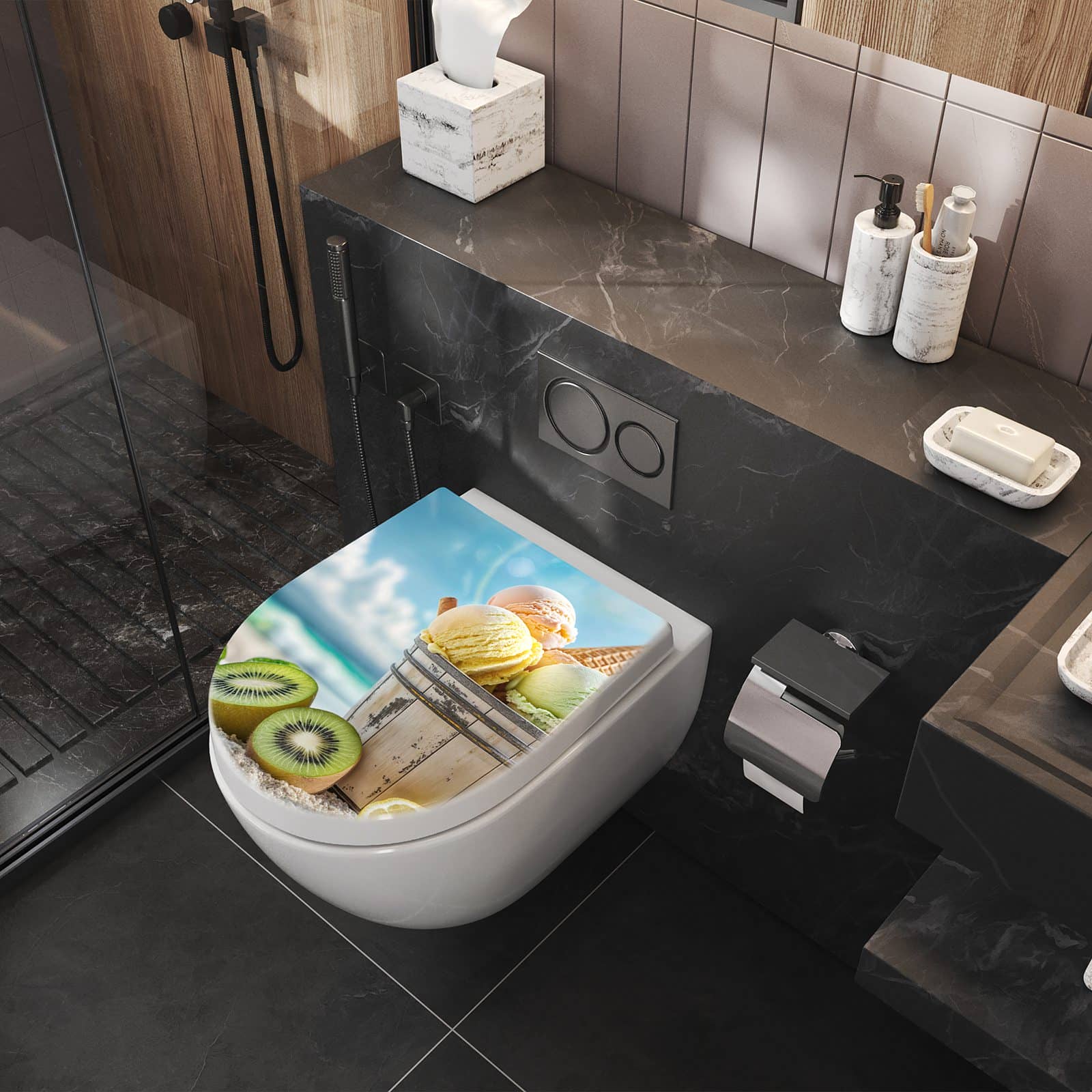 WC-Sitz mit Absenkautomatik Eis von Sommerliches