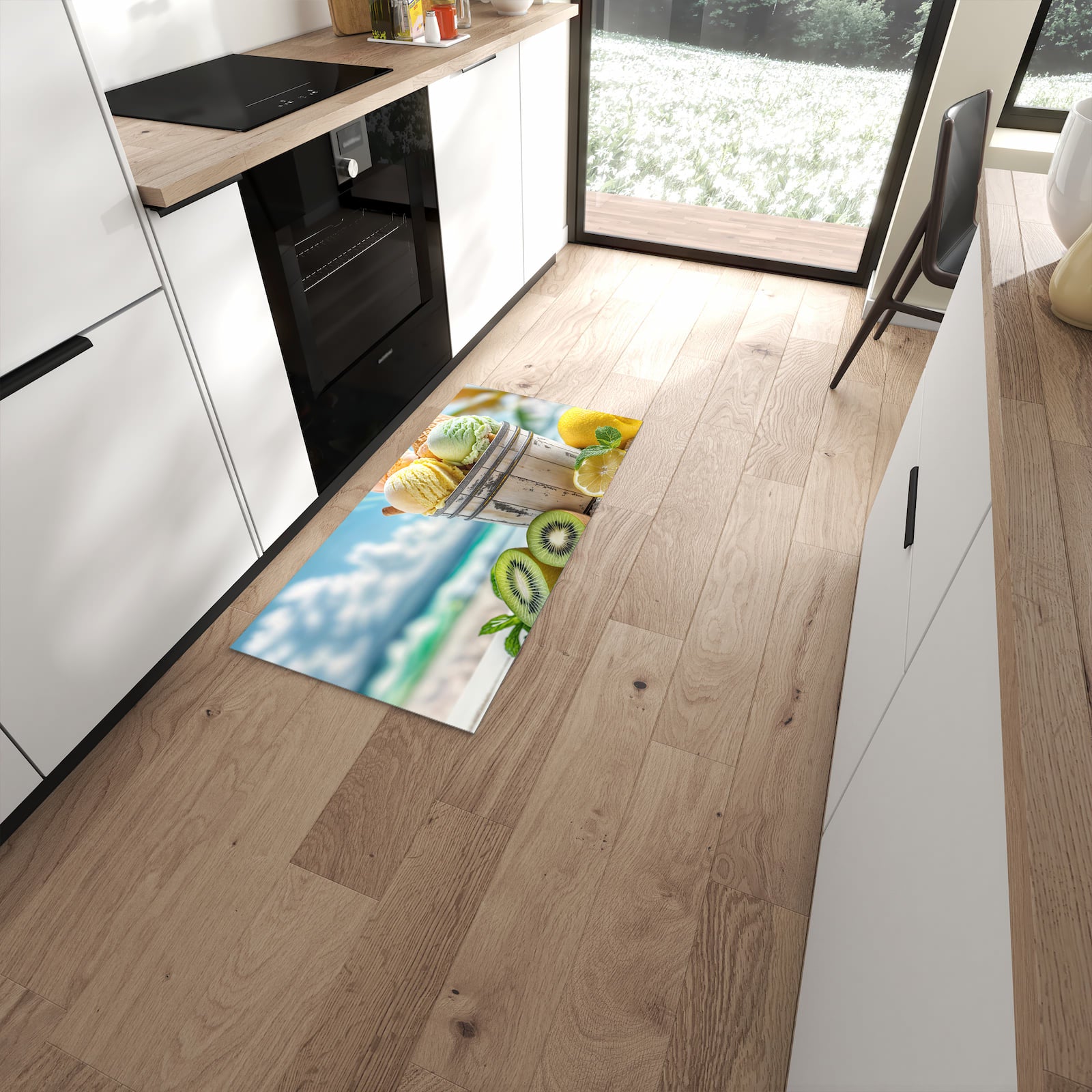 Dünner Küchenteppich mit Motiv Eis von Sommerliches in moderner Küche für sicheres Aufbewahren #grösse_60 x 120 cm