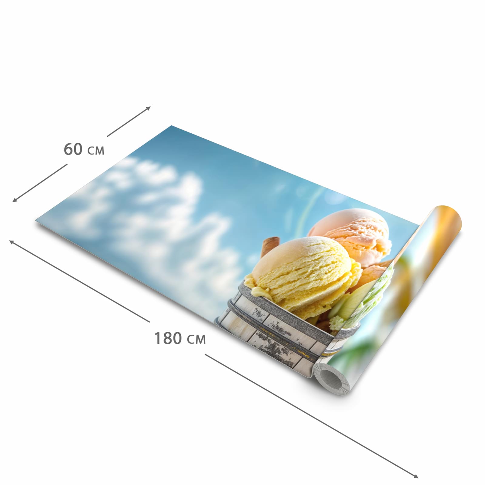 Rutschfester Küchenläufer mit Motiv Eis von Sommerliches in der Grösse 60x240 cm