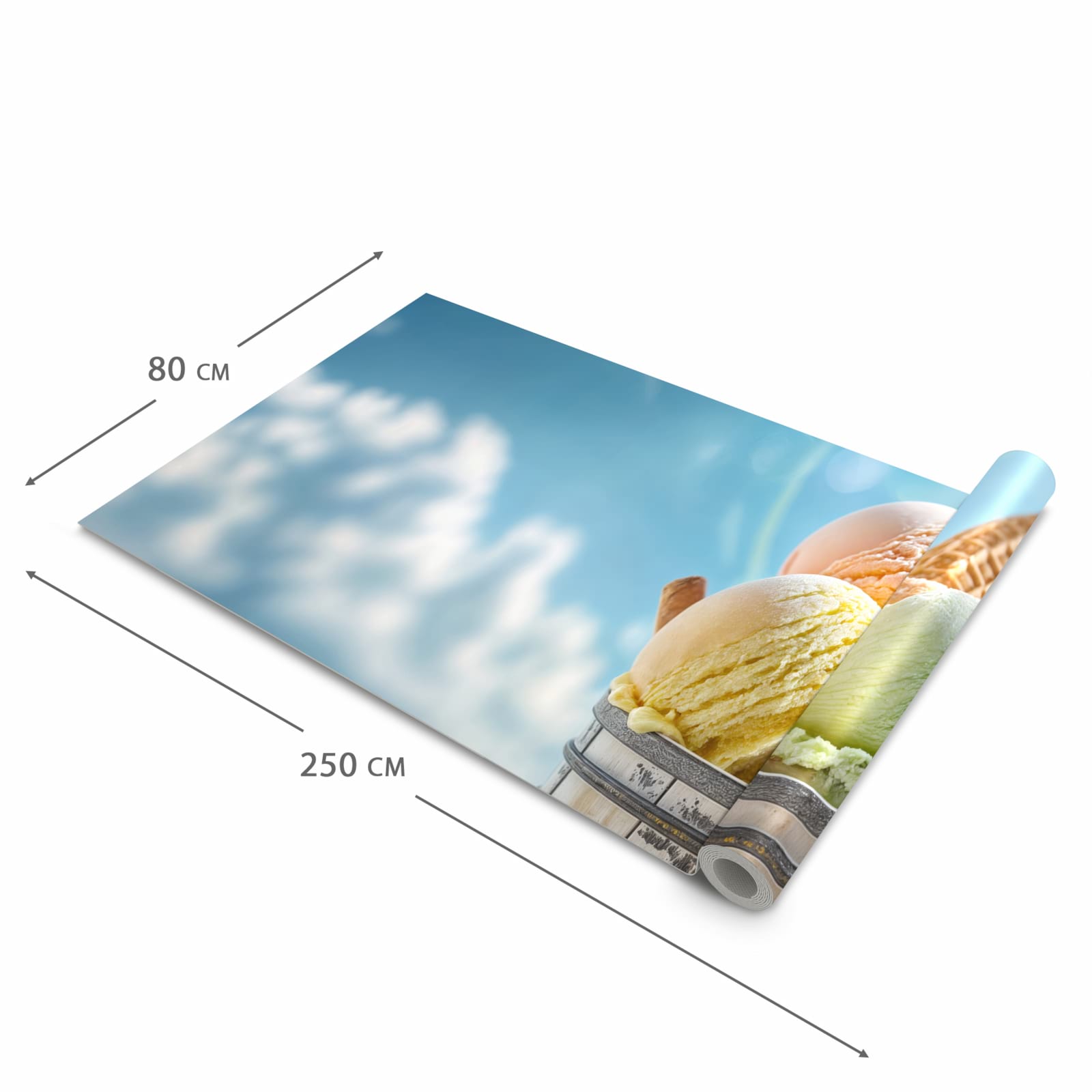 Rutschfester moderner Küchenläufer mit Motiv Eis von Sommerliches in der Grösse 60x270 cm