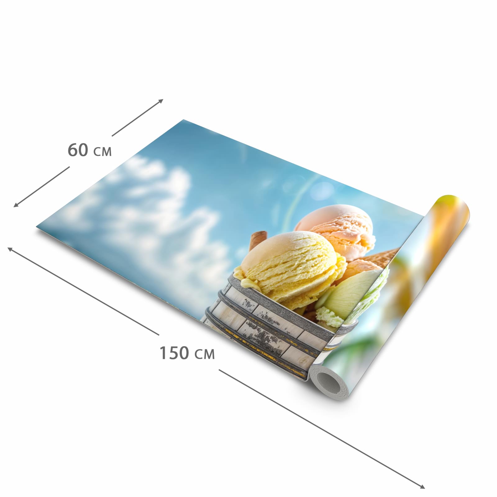 Rutschfester Küchenläufer mit Motiv Eis von Sommerliches in der Grösse 60x240 cm