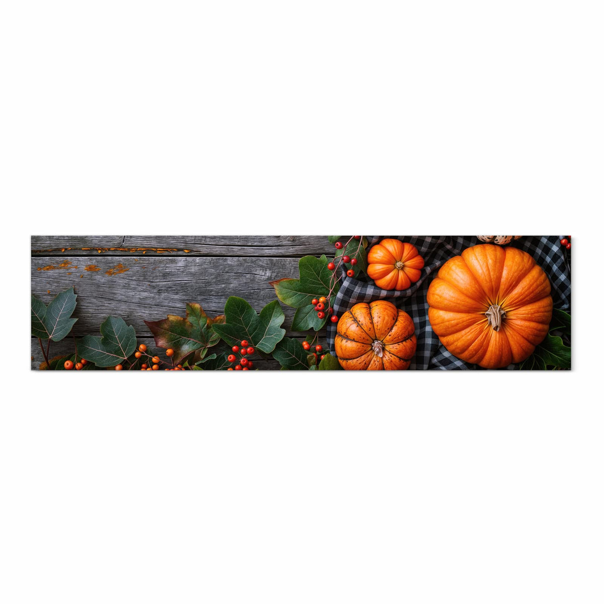 Langlebiger waschbarer Küchenteppich mit Motiv Herbstlicher Kürbis in Frontansicht