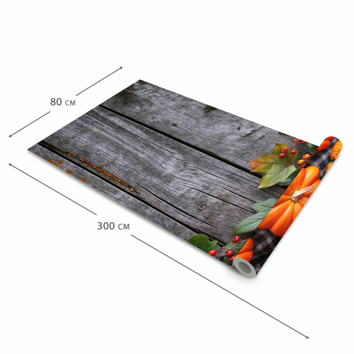 Abriebfester rutschfester Küchenläufer mit Motiv Herbstlicher Kürbis in der Größe 90x240 cm