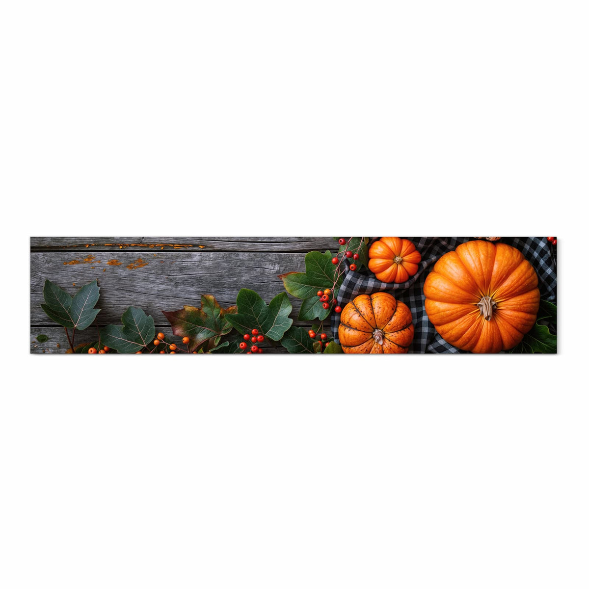 Flacher großer Küchenteppich mit Motiv Herbstlicher Kürbis in Frontansicht
