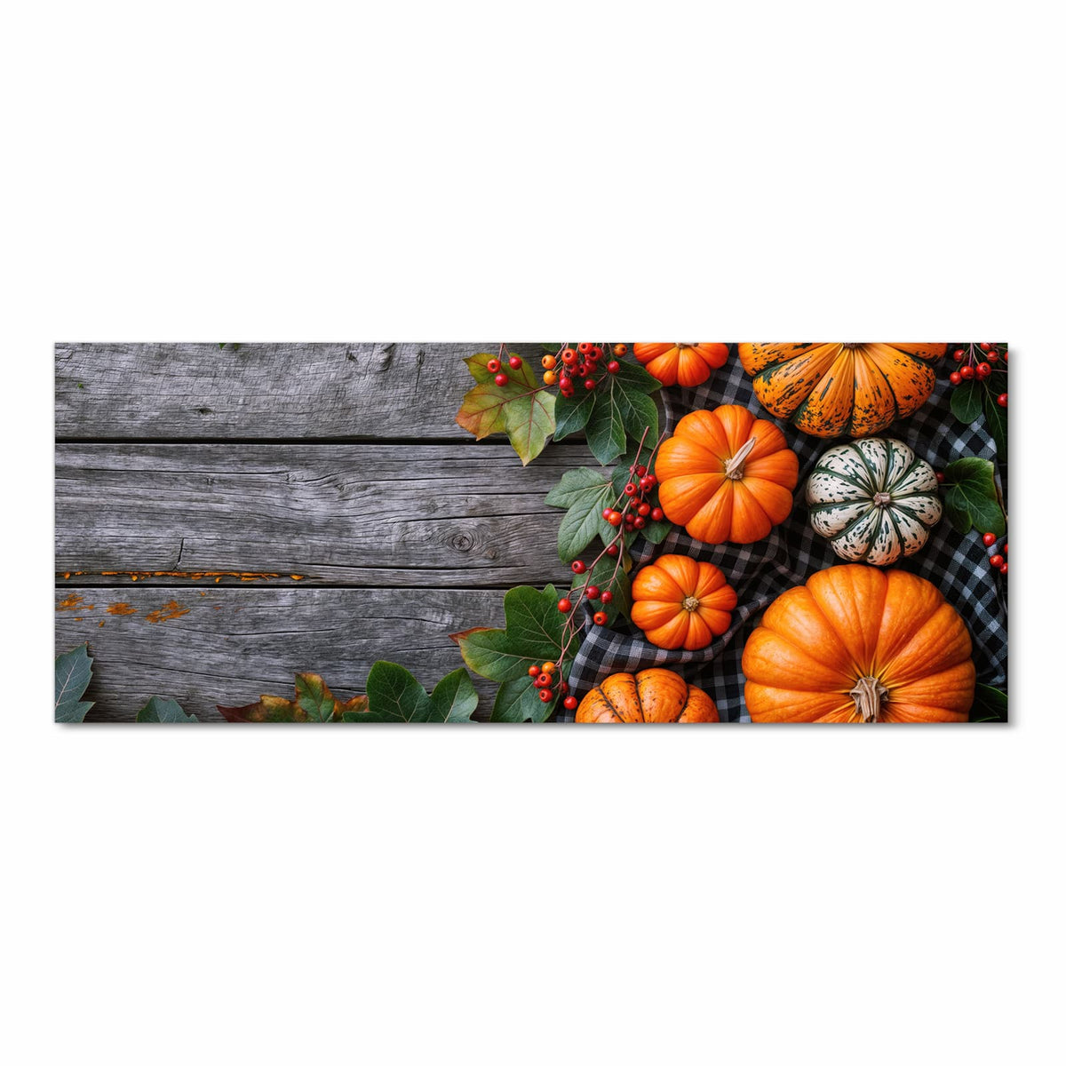 Schmutzabweisender Küchenteppich mit Motiv Herbstlicher Kürbis in Frontansicht