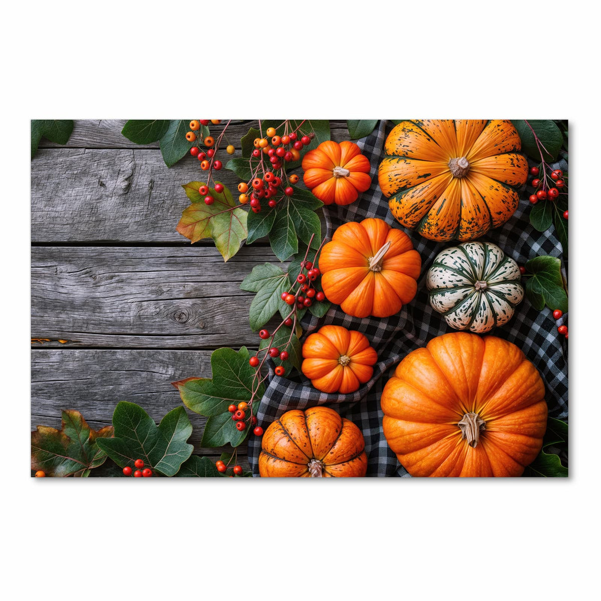 Komfortabler waschbarer Küchenteppich mit Motiv Herbstlicher Kürbis in Frontansicht
