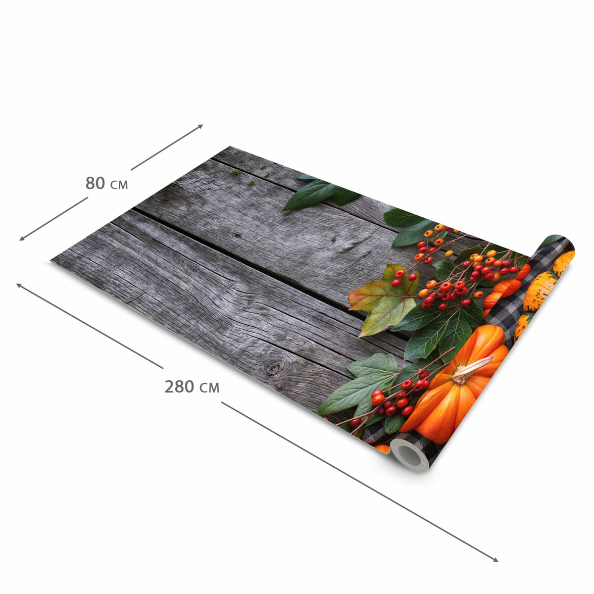 Geräuschdämpfender waschbarer Küchenläufer mit Motiv Herbstlicher Kürbis in der Größe 90x240 cm