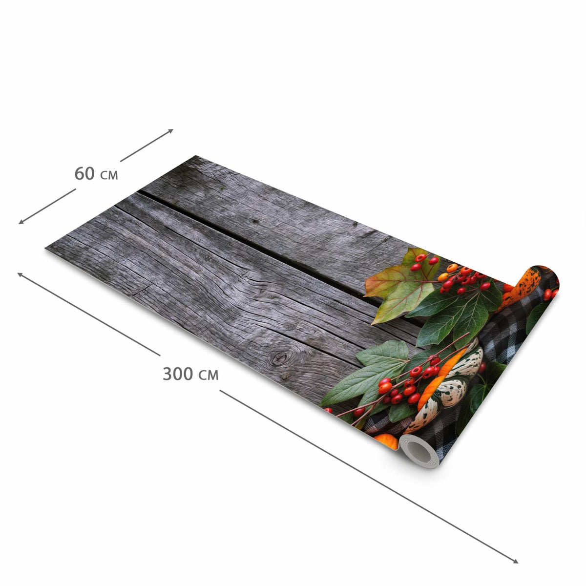 Farbbeständiger rutschfester Küchenteppich mit Motiv Herbstlicher Kürbis in der Grösse 90x240 cm