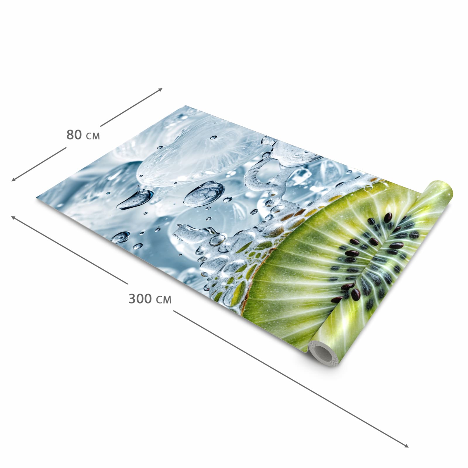 Strapazierfähiger Küchenteppich mit Motiv Kiwi mit Eis in der Grösse 90x240 cm