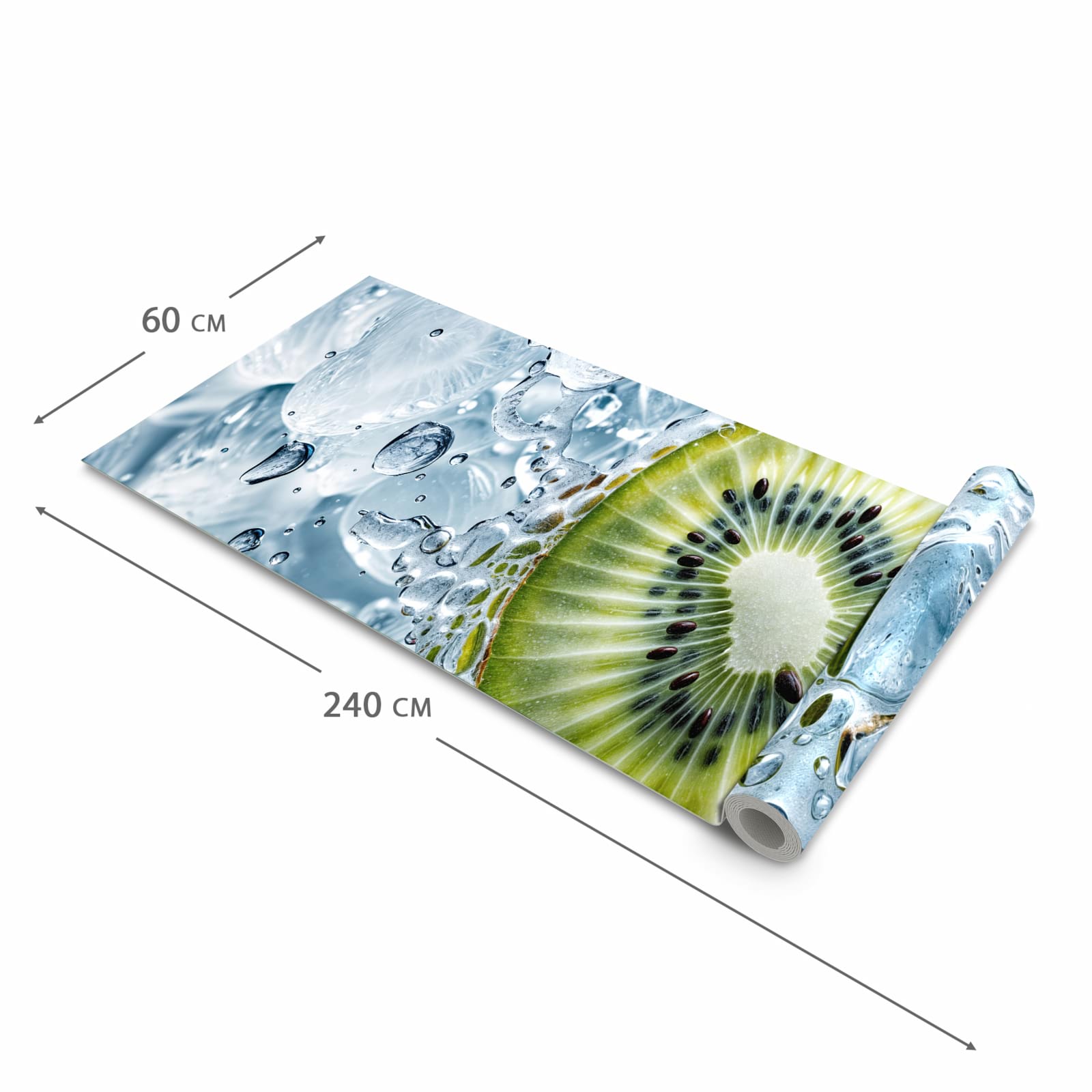 Flacher rutschfester Küchenteppich mit Motiv Kiwi mit Eis in der Grösse 90x240 cm