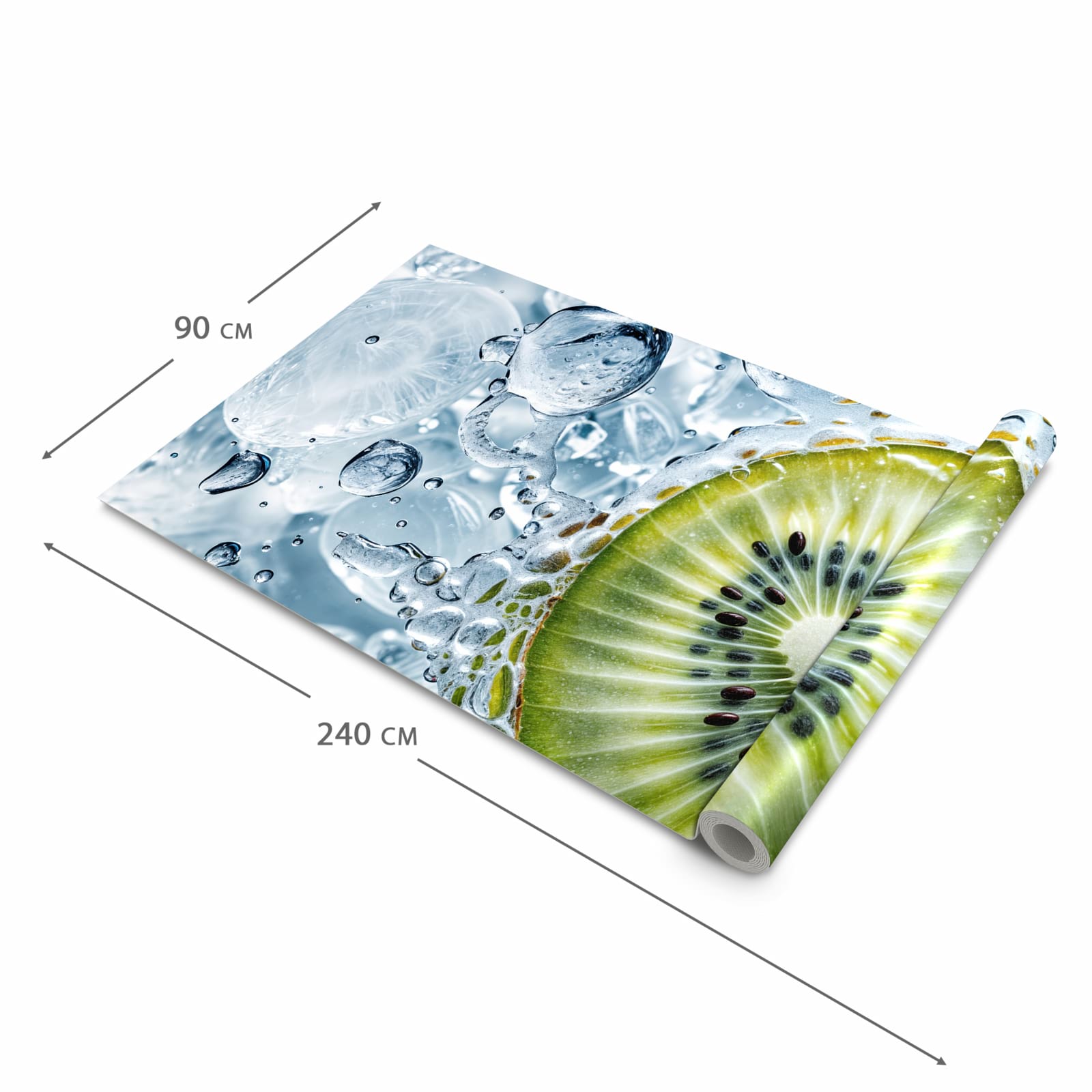 Langlebiger Küchenläufer mit Motiv Kiwi mit Eis in der Grösse 90x240 cm