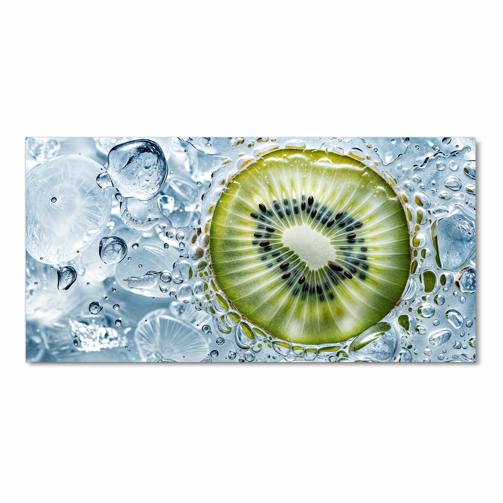 Dünner Küchenteppich mit Motiv Kiwi mit Eis in Frontansicht für Ordnung & Übersicht