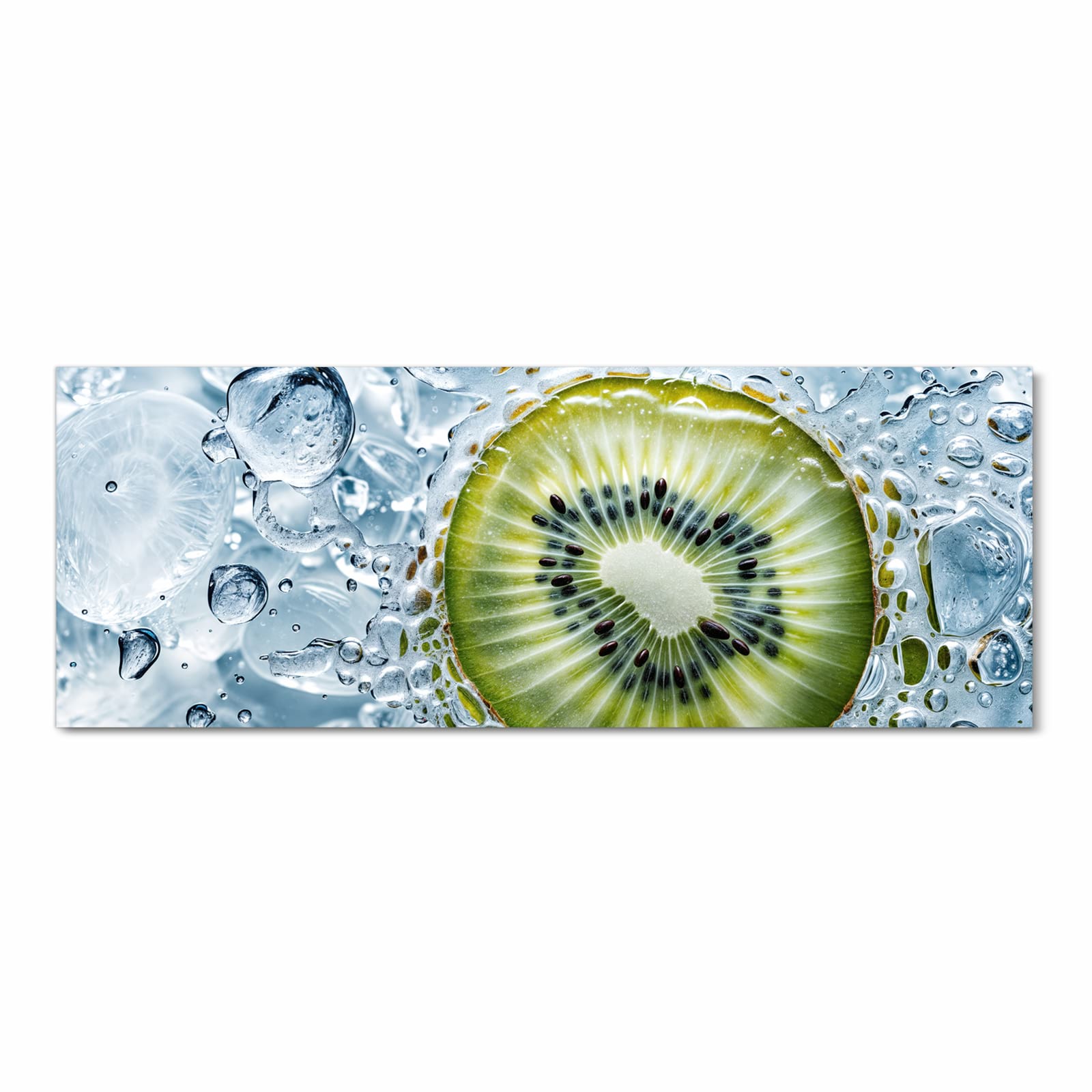 Wasserabweisender Küchenteppich mit Motiv Kiwi mit Eis in Frontansicht