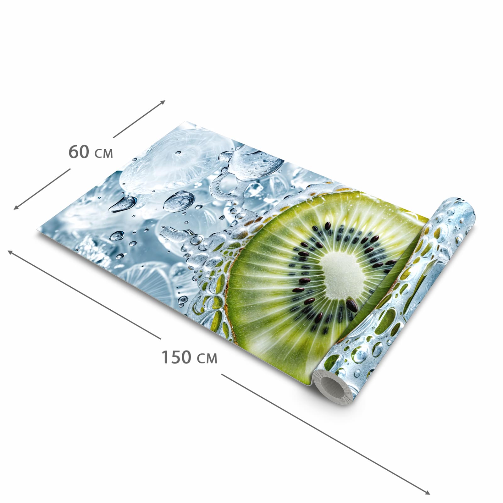 Geruchsneutraler rutschfester Läufer mit Motiv Kiwi mit Eis in der Grösse 90x240 cm