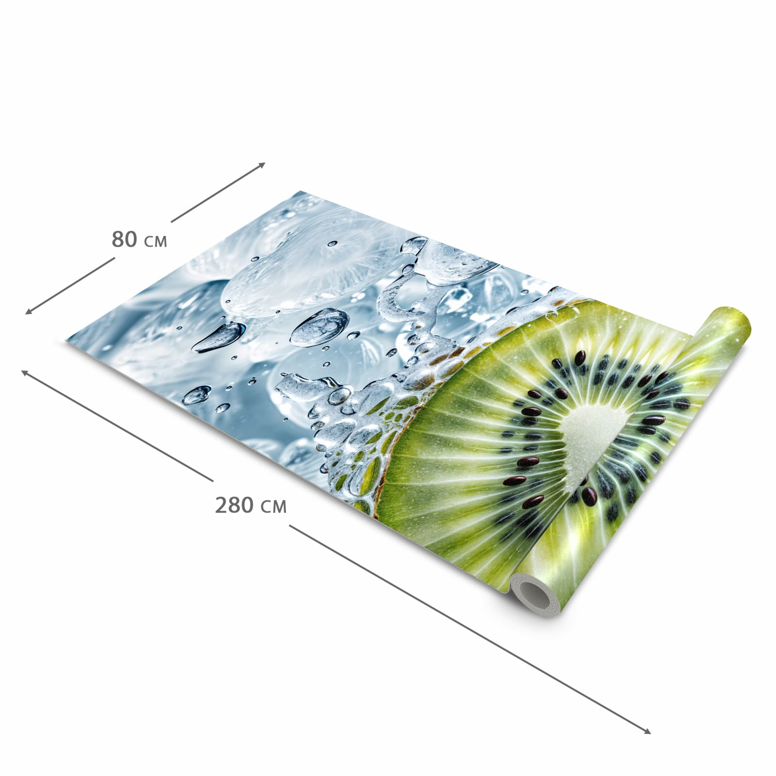 Hygienischer Bodenläufer Teppich mit Motiv Kiwi mit Eis in der Grösse 90x240 cm