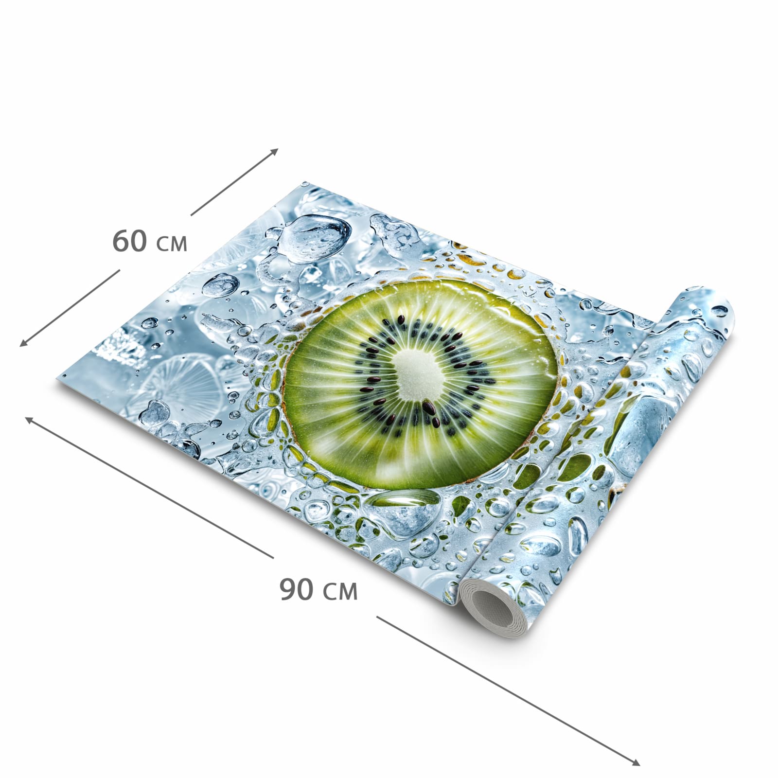 Rutschfester waschbarer Teppich Esstisch mit Motiv Kiwi mit Eis in der Grösse 90x240 cm