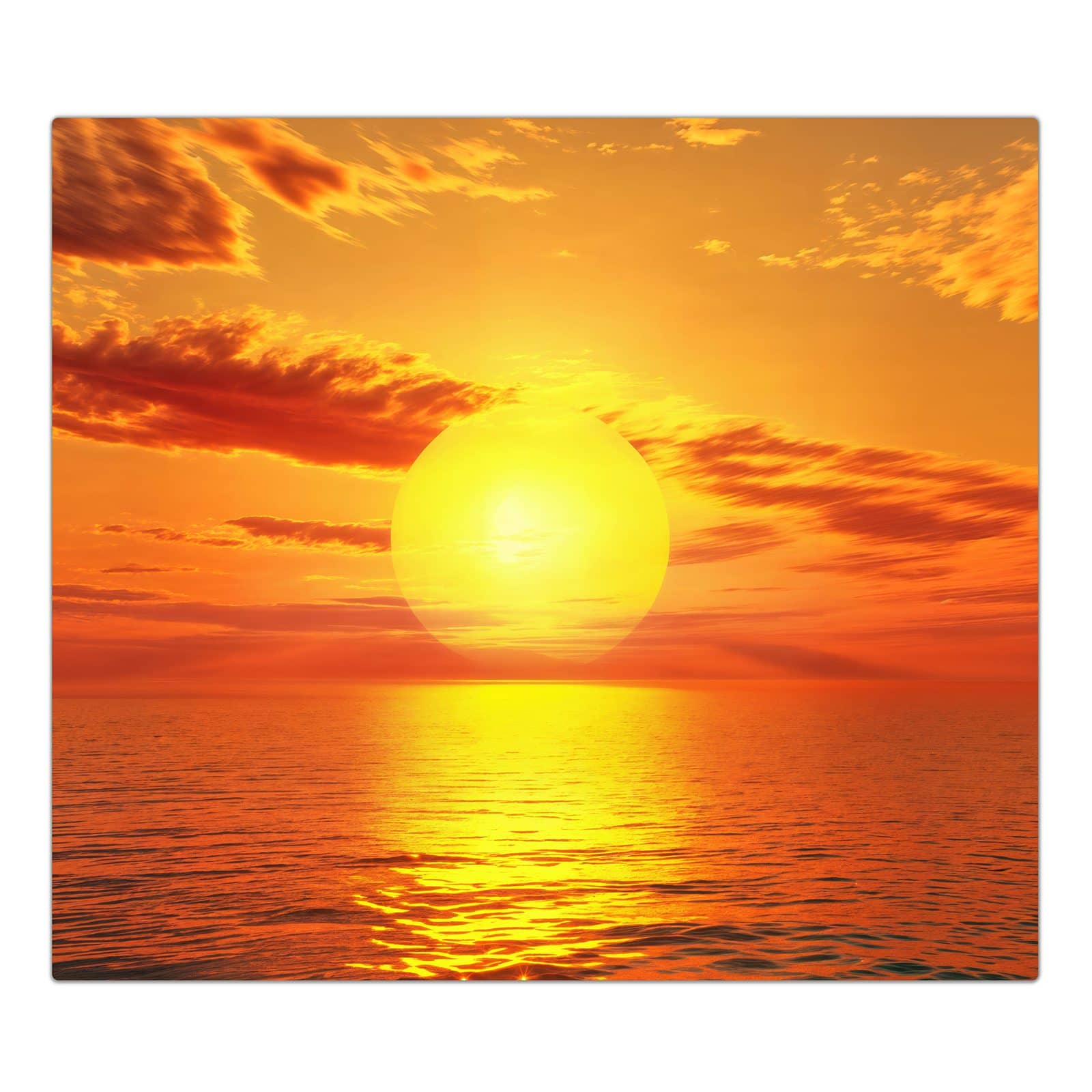 1-teilige Ceranfeld-Abdeckung mit Sonnenuntergang am Meer-Motiv in der Frontansicht