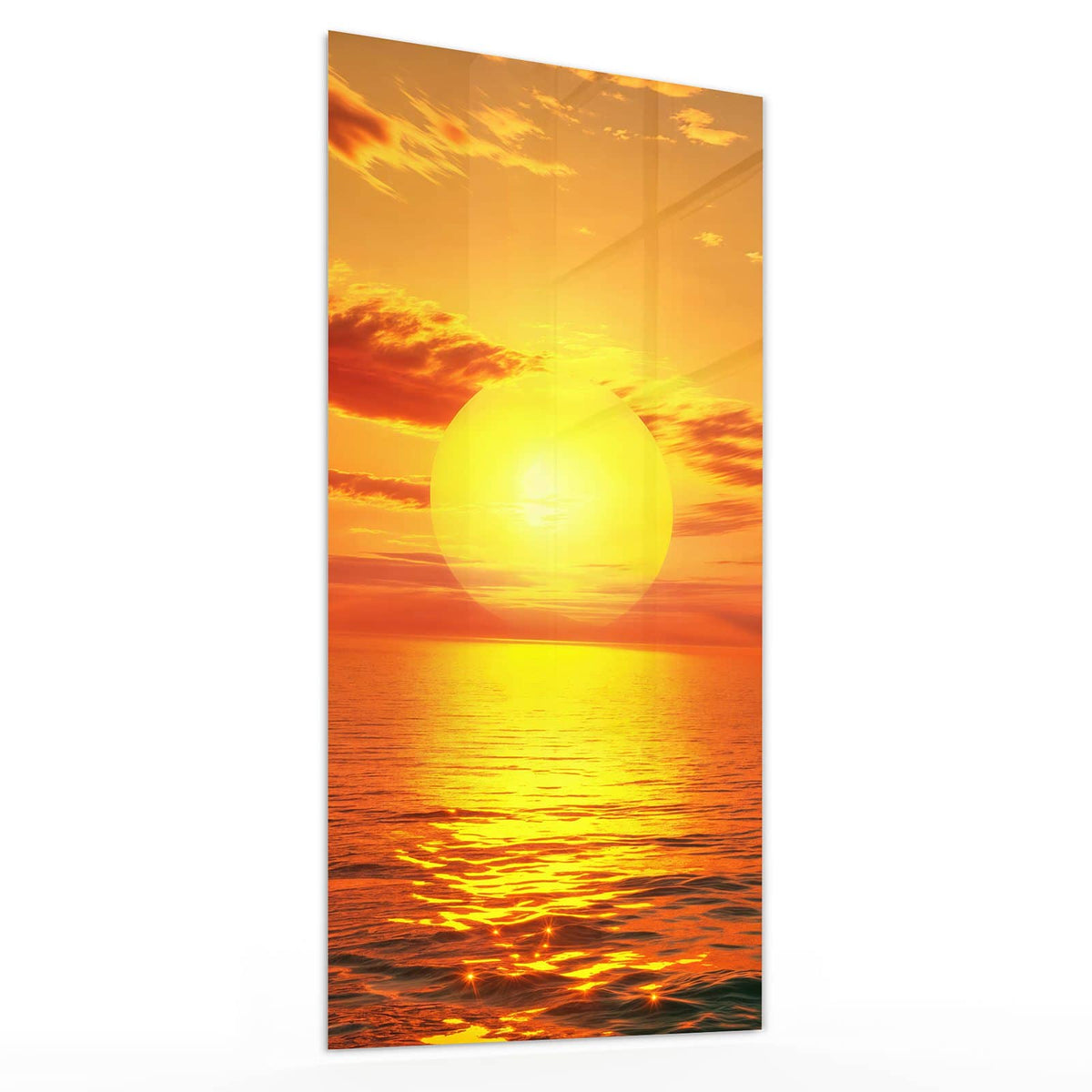 Glasbild Sonnenuntergang am Meer von der Seite, 4 mm Echtglas
