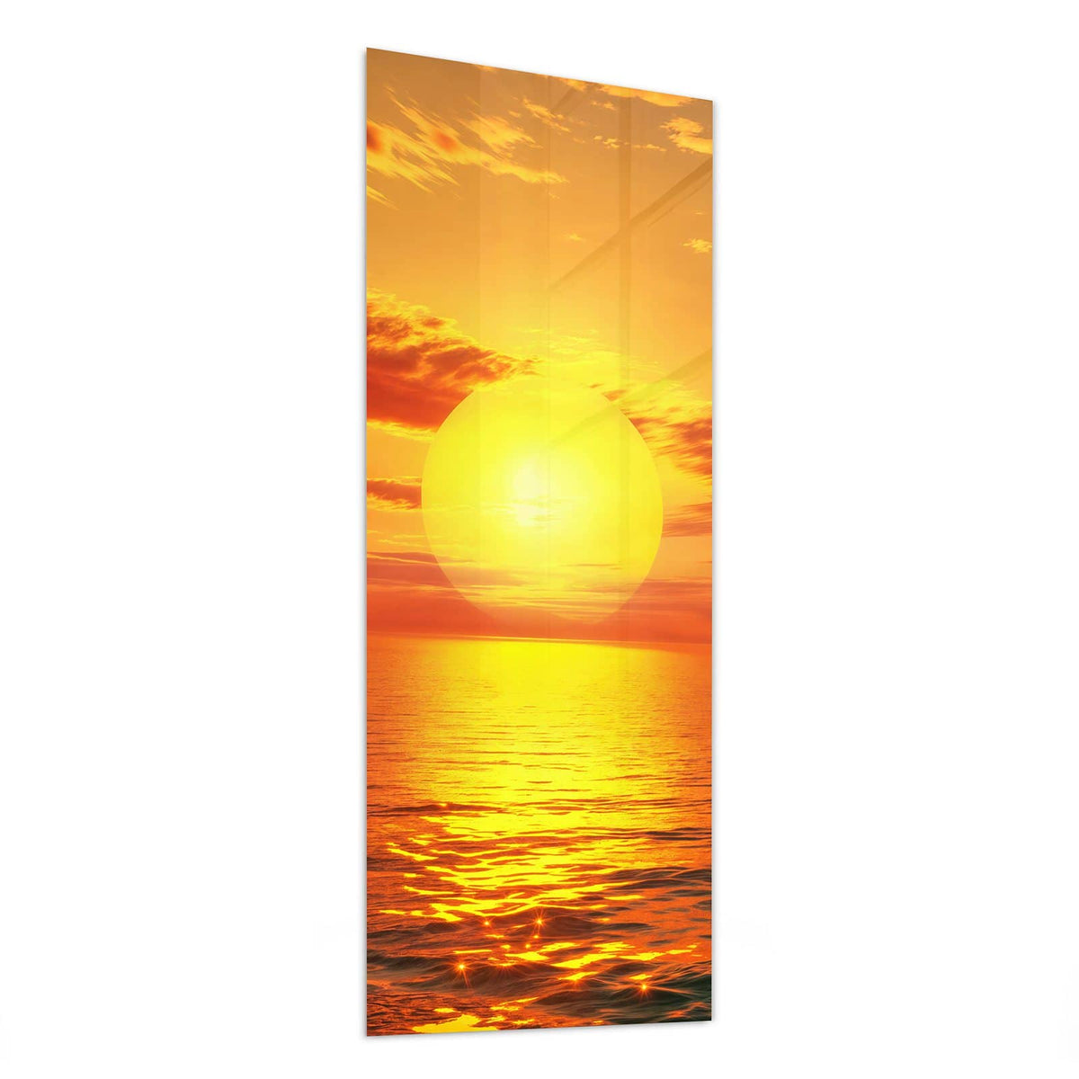 Glasbild Sonnenuntergang am Meer von der Seite, 4 mm Echtglas