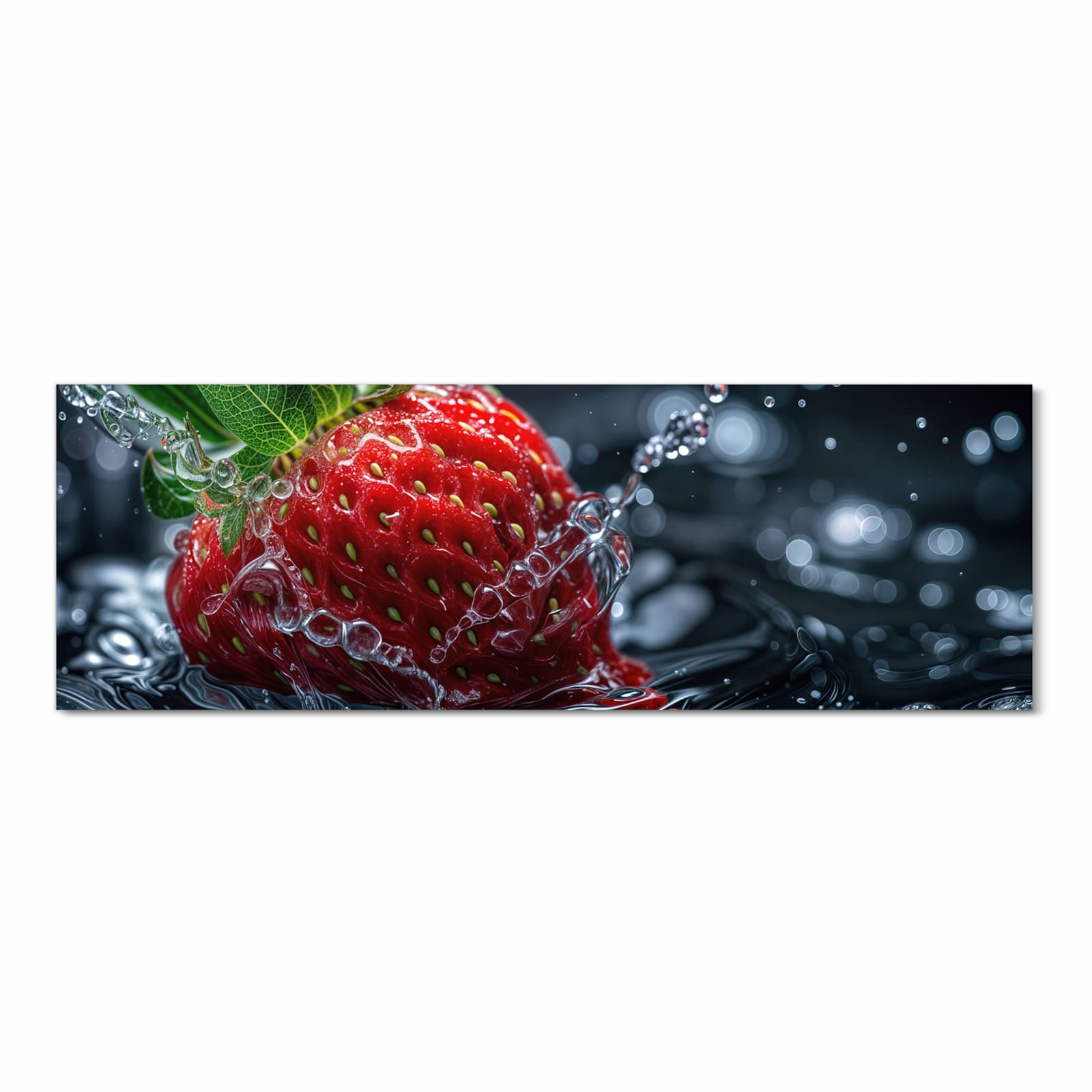 Bodenschonender Küchenteppich mit Motiv Erdbeere im Wasser in Frontansicht