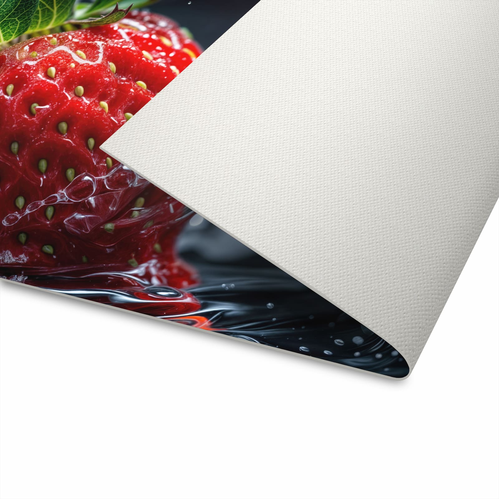 Waschbarer Küchenläufer mit Motiv Erdbeere im Wasser für Ordnung in der Unterseite