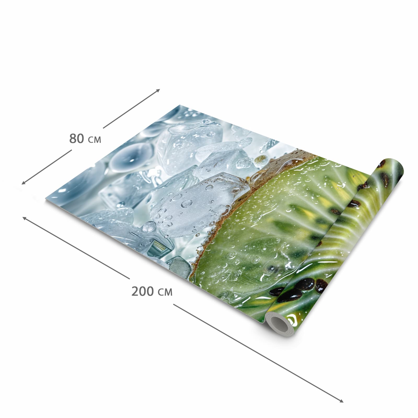 UV-beständiger Küchenläufer mit Motiv Kiwi im Eis in der Grösse 90x180 cm