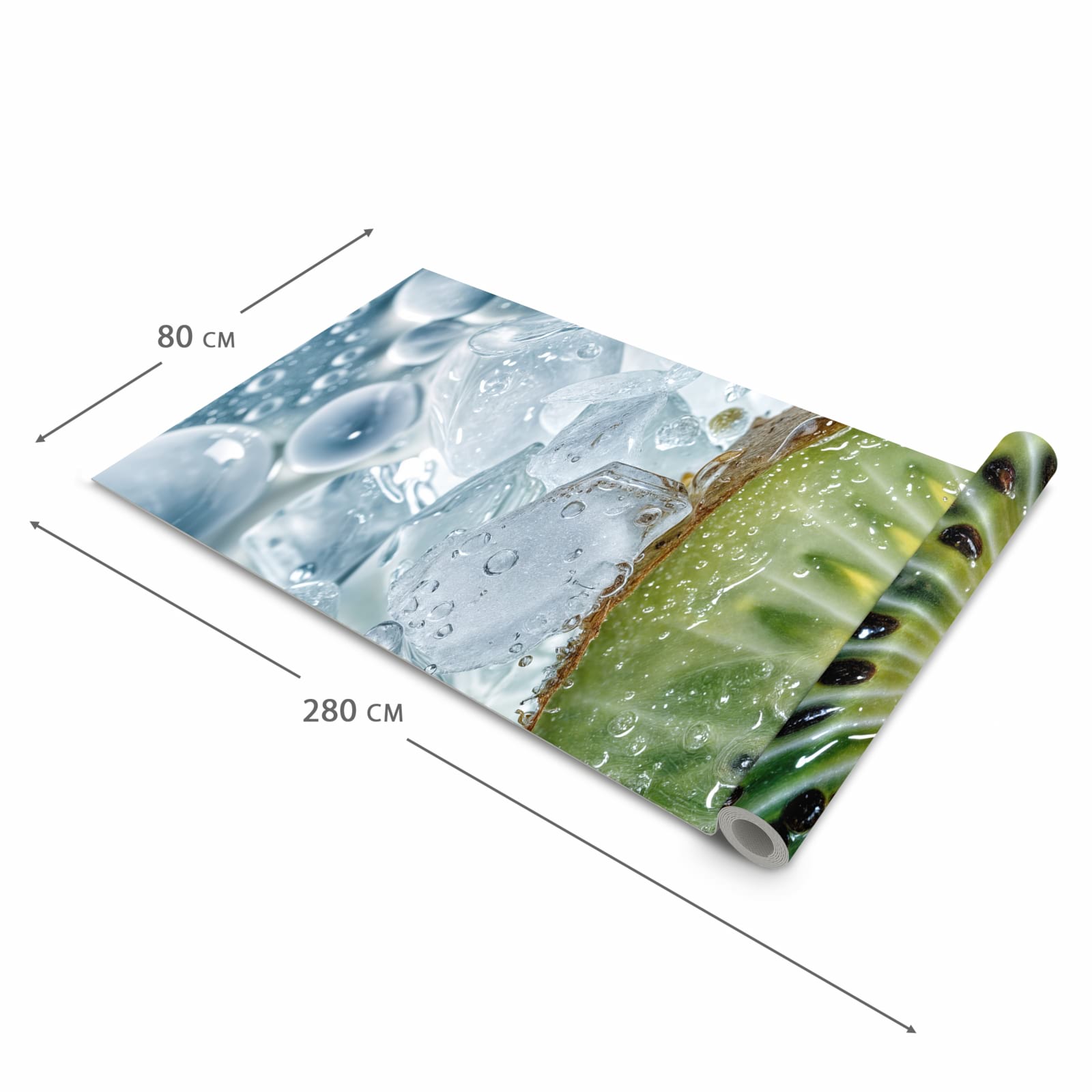 Wasserabweisender rutschfester Küchenläufer mit Motiv Kiwi im Eis in der Grösse 90x180 cm