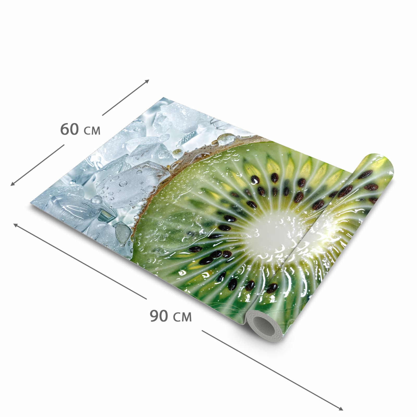 Abriebfester Küchenläufer mit Motiv Kiwi im Eis in der Grösse 90x180 cm