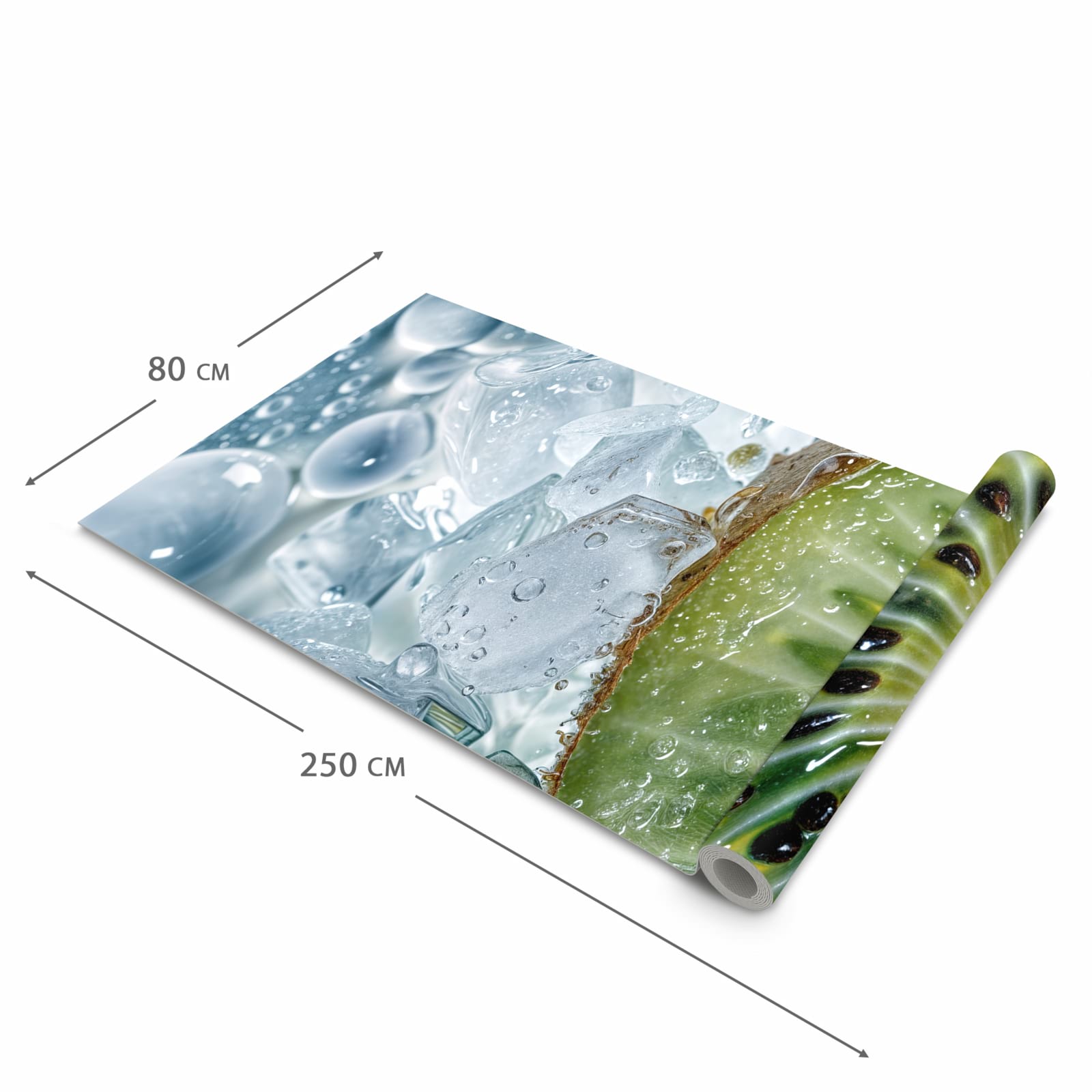 Rutschfester Küchenläufer mit Motiv Kiwi im Eis in der Grösse 90x180 cm für Trittkomfort