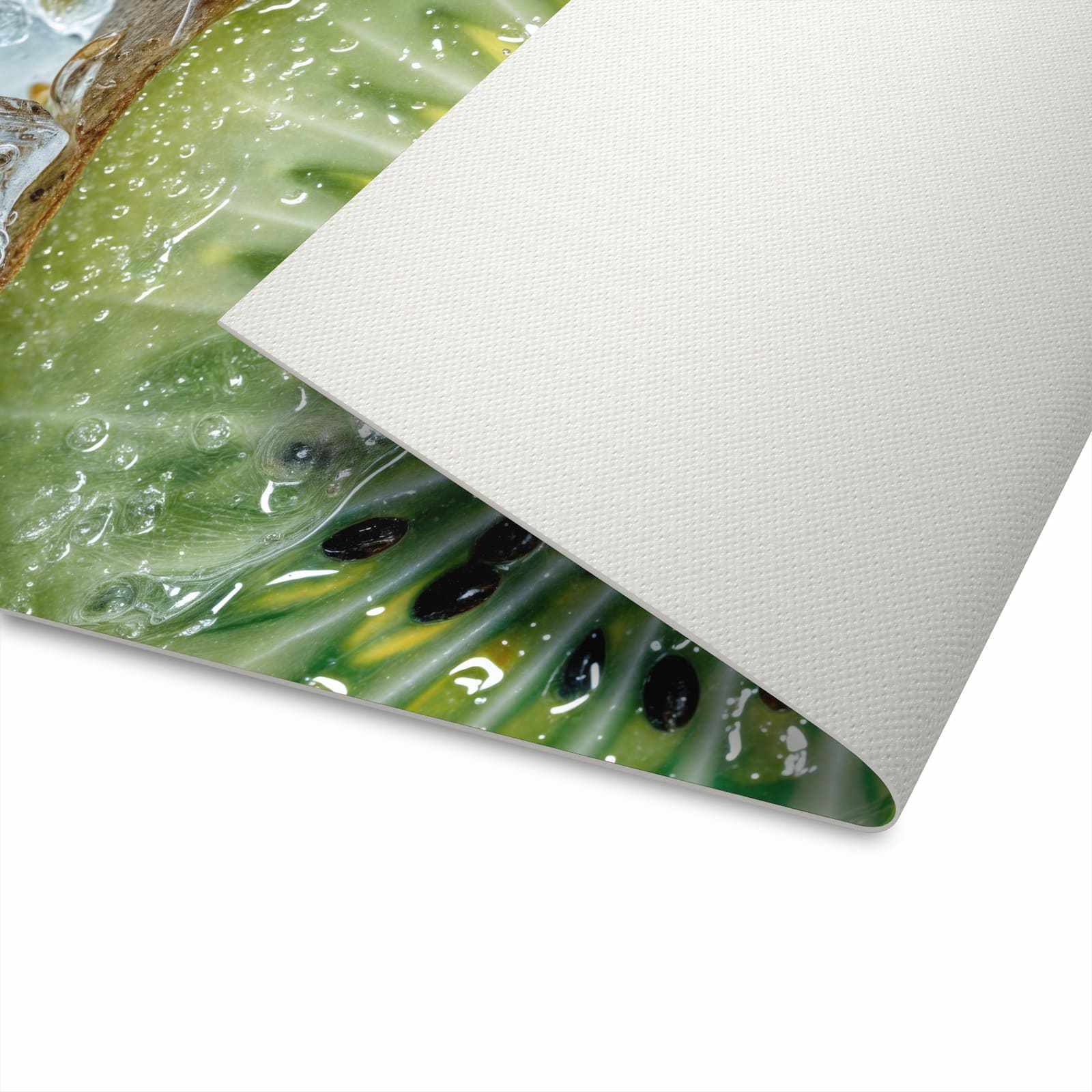 Bodenschonender waschbarer Läufer für die Küche mit Motiv Kiwi im Eis