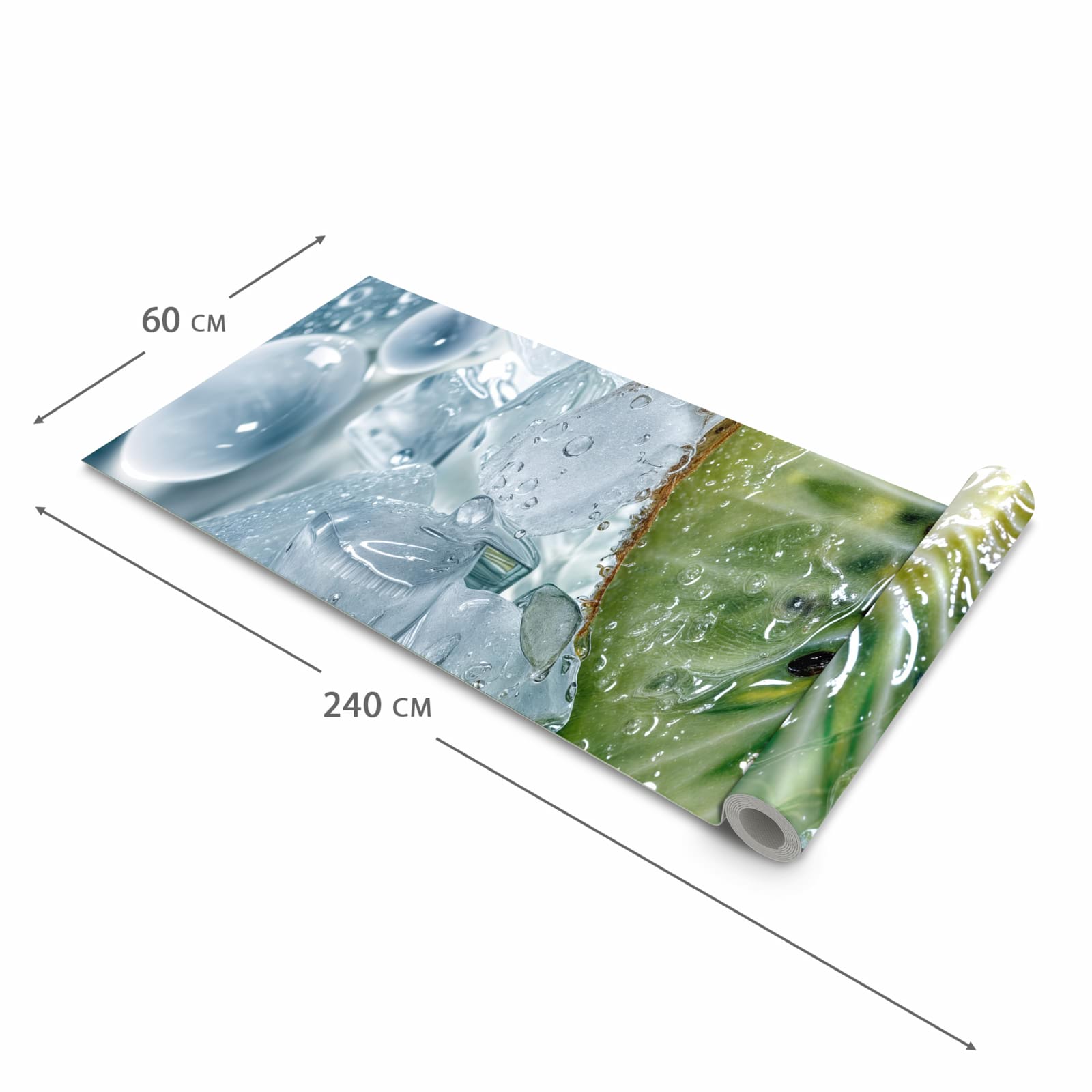 Rutschfester Küchenteppich mit Motiv Kiwi im Eis in der Grösse 80x300 cm für sicheres Aufbewahren