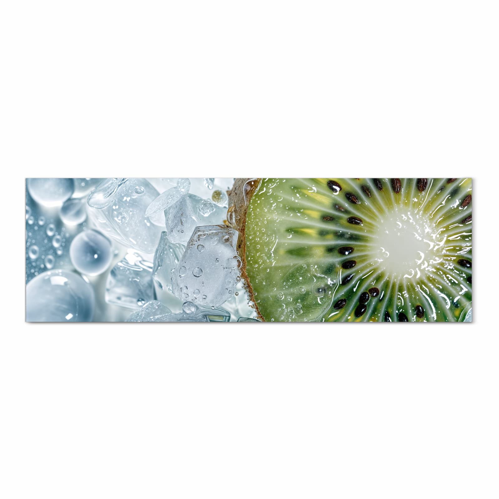 Hygienischer Küchenläufer nach Maß mit Motiv Kiwi im Eis in Frontansicht