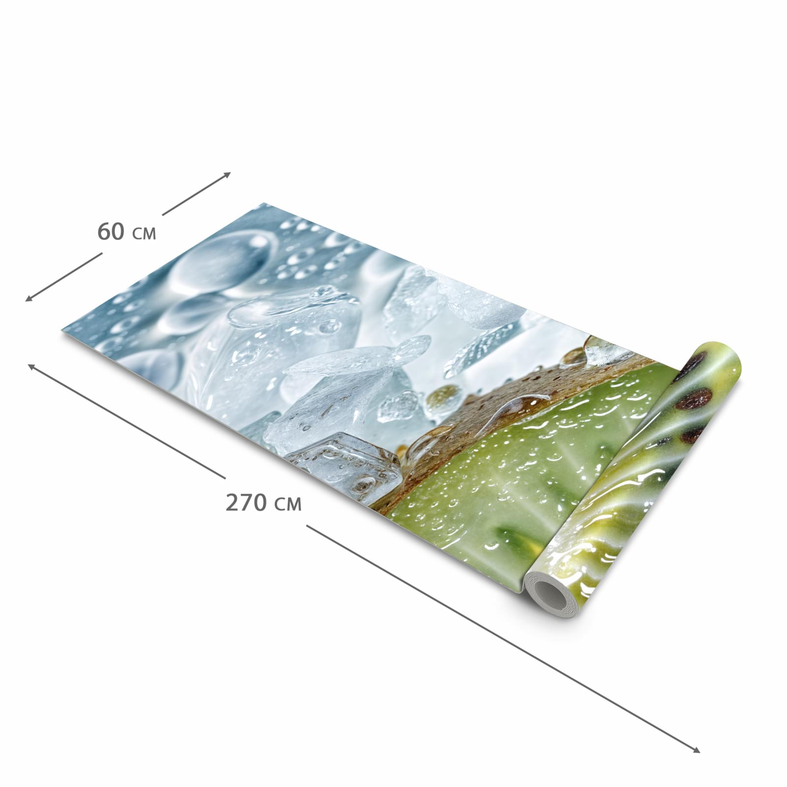 Zeitsparender waschbarer Küchenteppich mit Motiv Kiwi im Eis in der Grösse 80x300 cm