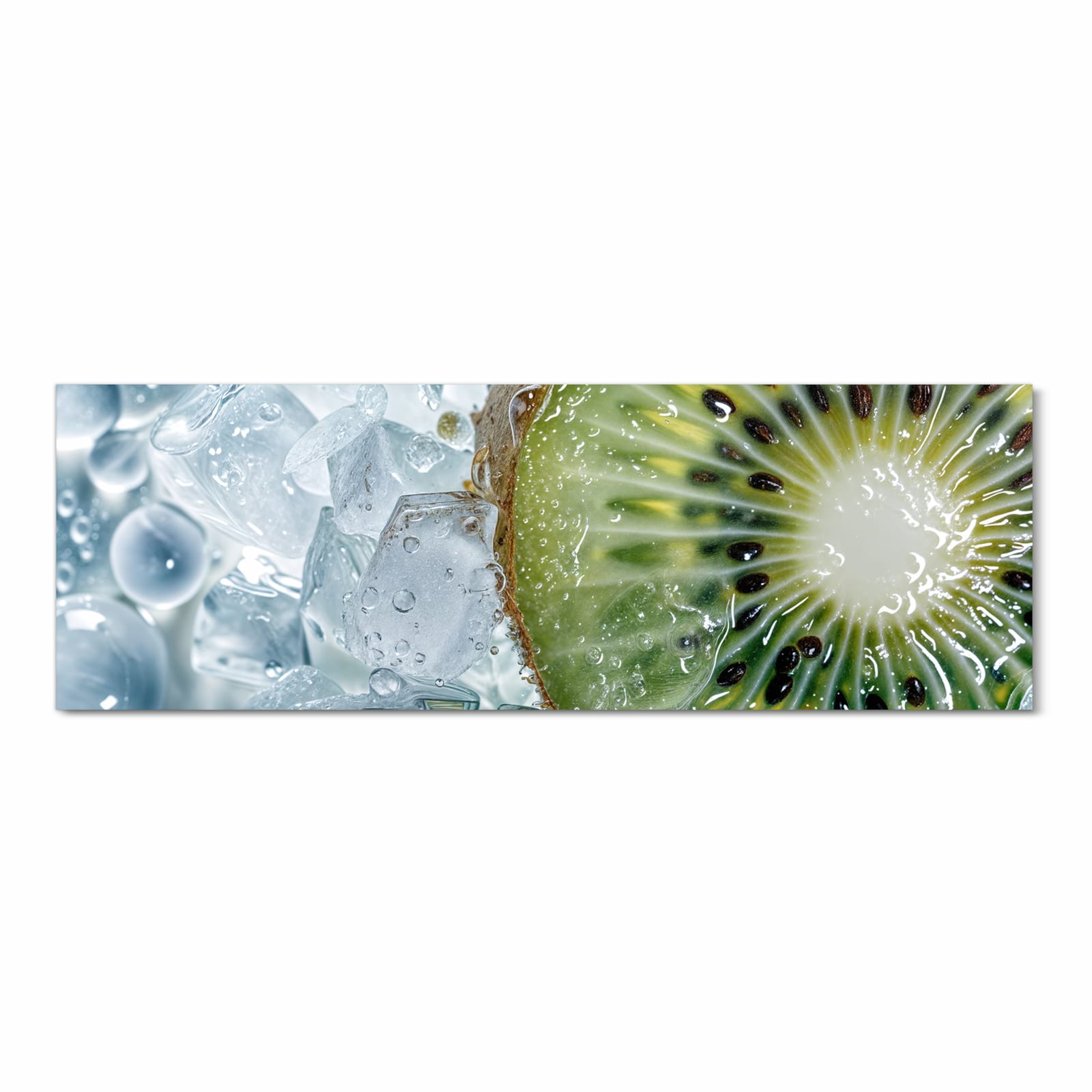 Pflegeleichter rutschfester Küchenläufer mit Motiv Kiwi im Eis in Frontansicht