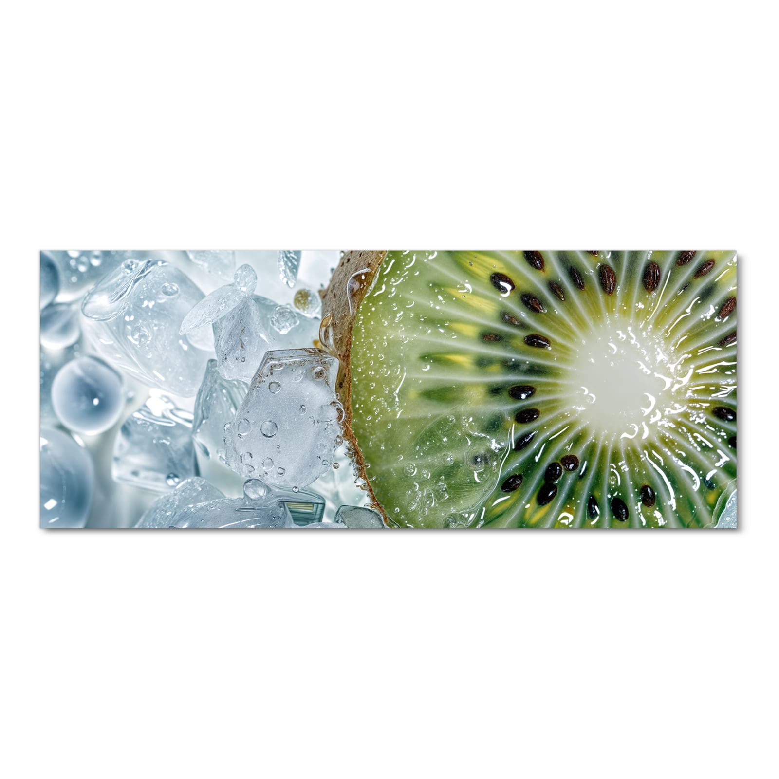 Flacher rutschfester Küchenläufer mit Motiv Kiwi im Eis in Frontansicht