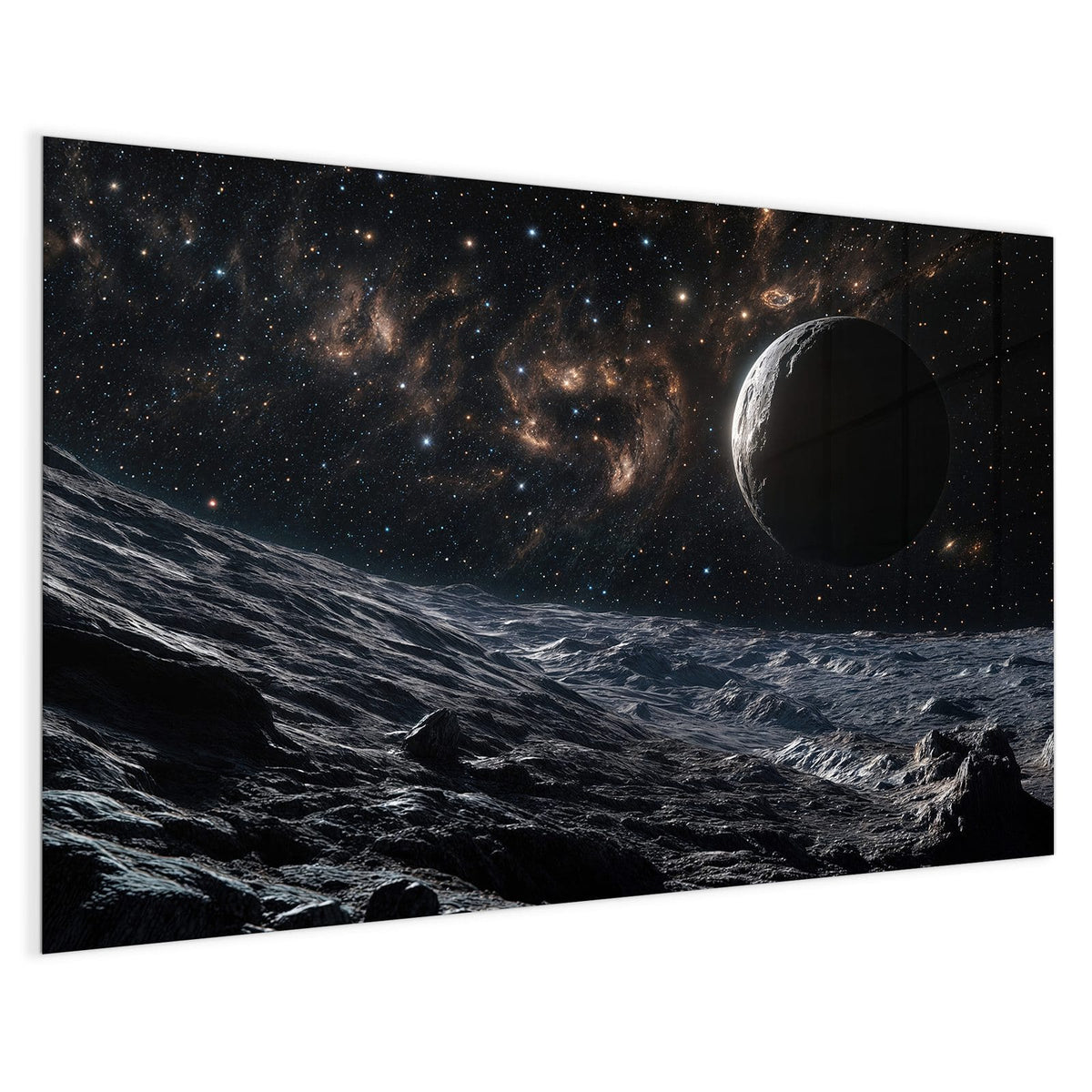 4 mm Glas statt lackiertem Blech – Magnettafel - Mondlandschaft im All