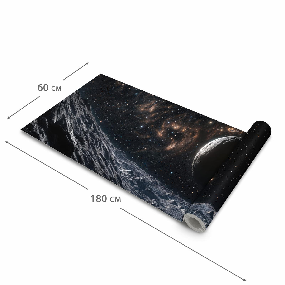 Rutschfester dünner Küchenteppich mit Motiv Weltraumlandschaft in der Größe 80x300 cm