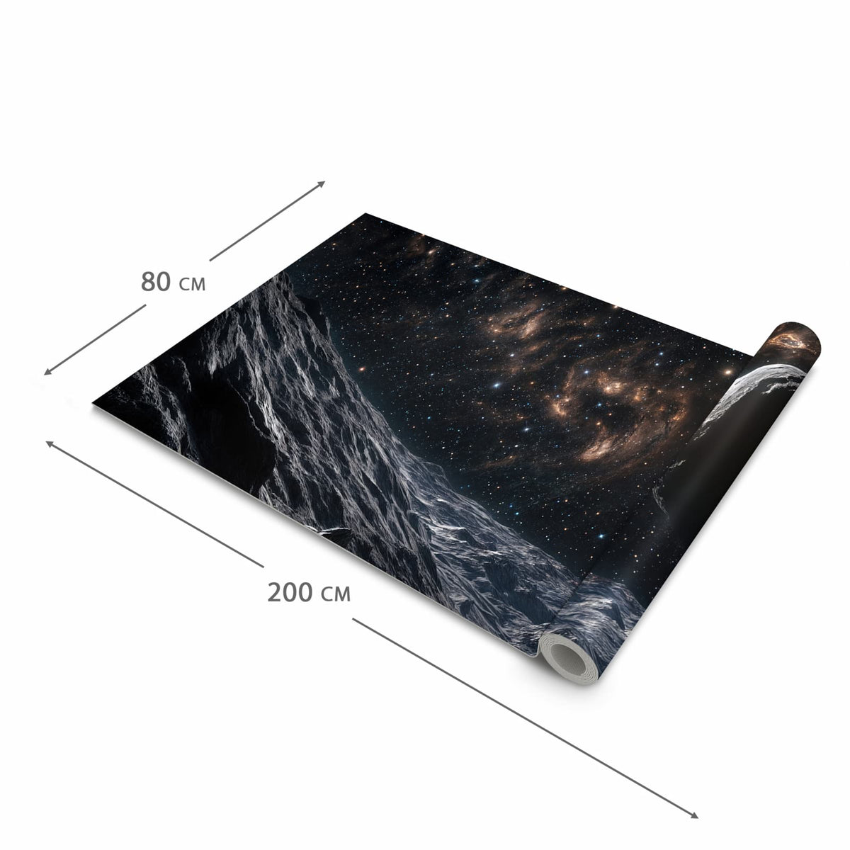 Waschbarer Bodenläufer Teppich mit Motiv Weltraumlandschaft in der Grösse 80x300 cm