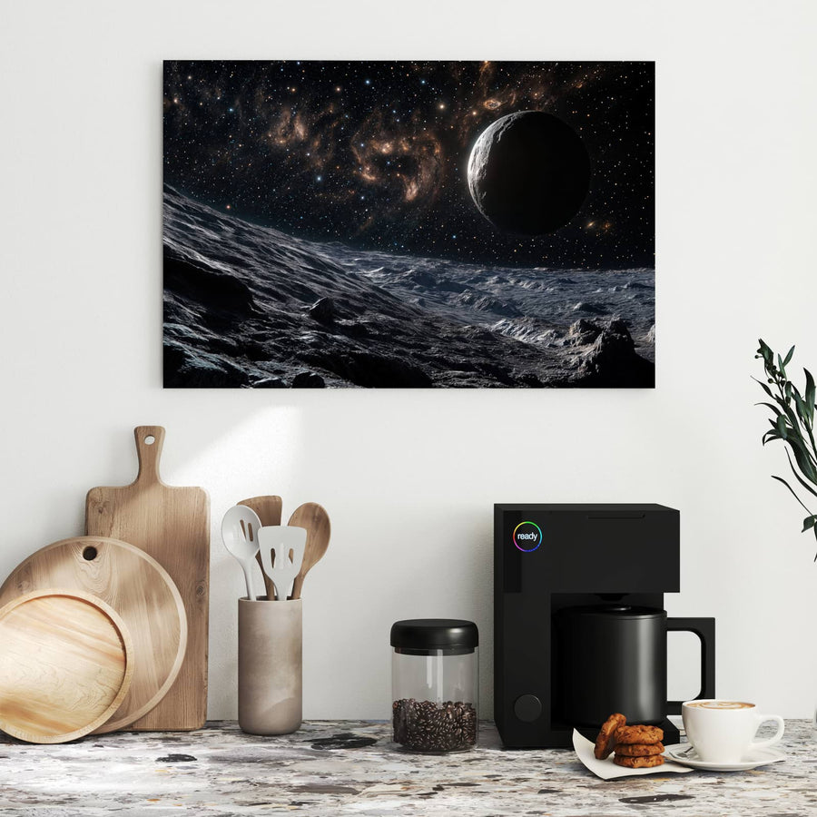 Maße Metall Magnettafel - Mondlandschaft im All