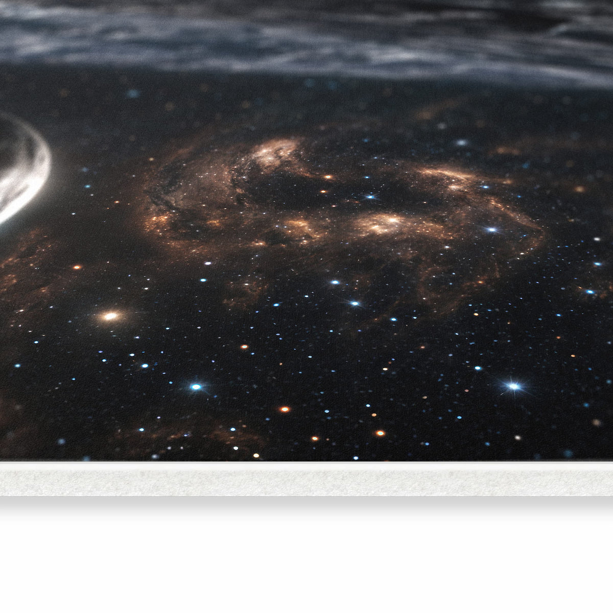 Strapazierfähiger Küchenläufer mit Motiv Weltraumlandschaft in seitlicher Ansicht