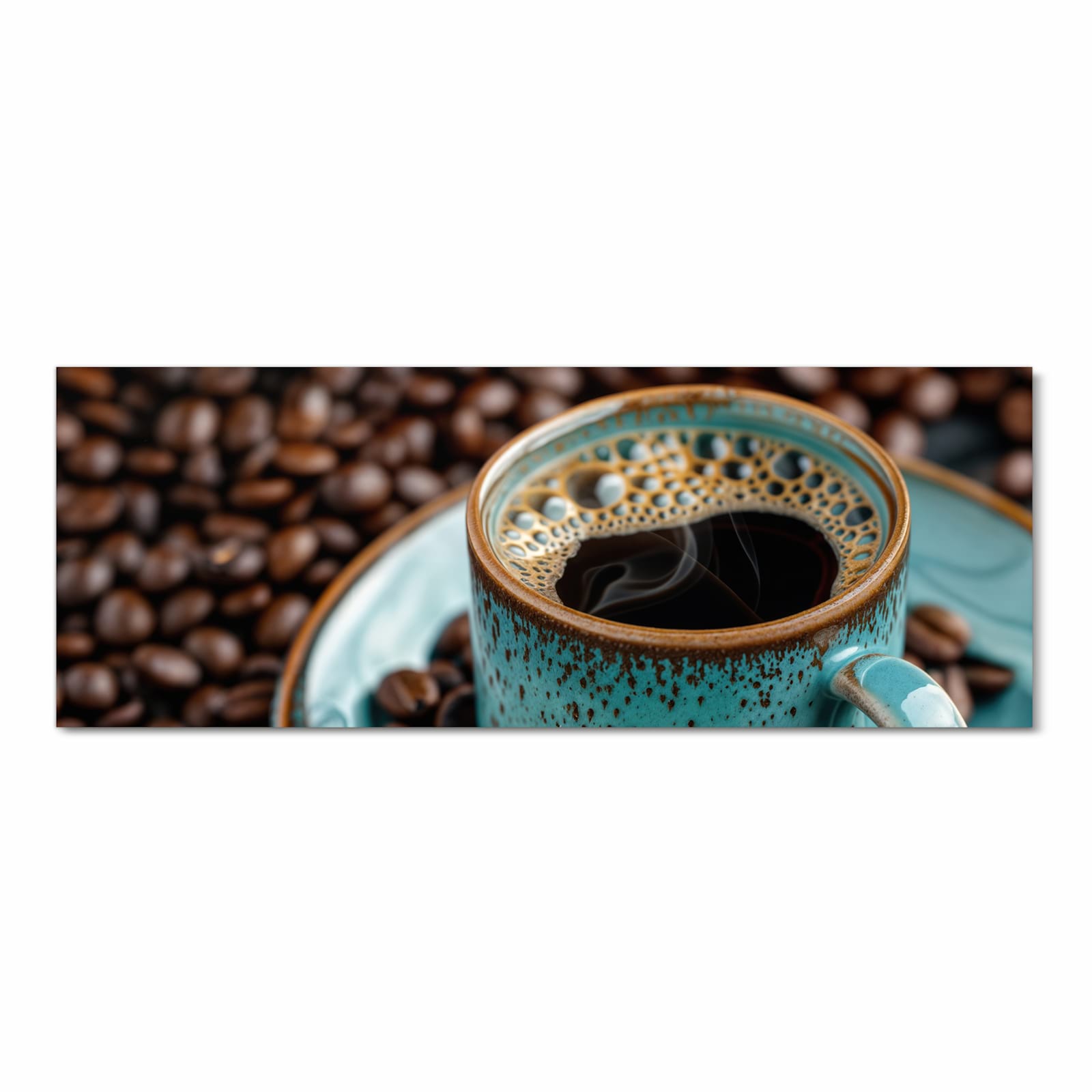 Farbbeständiger Küchenteppich mit Motiv Kaffee mit Tasse in Frontansicht