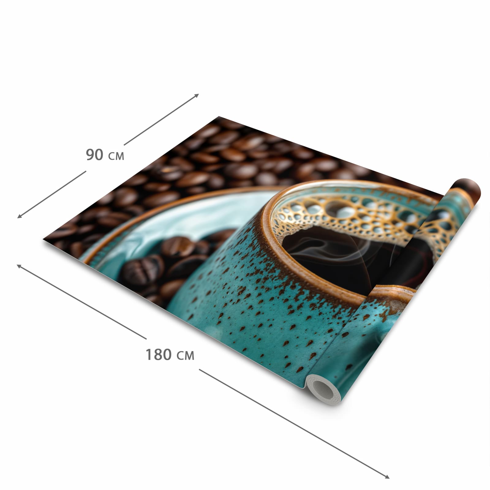 Langlebiger Läufer Eingangsbereich mit Motiv Kaffee mit Tasse in der Größe 80x300 cm